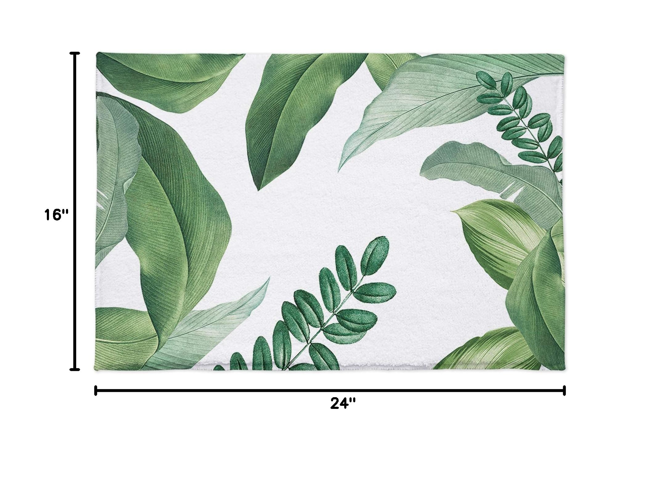 Soft Fluffy Tropical Leaf Bathroom Rugs - Non-Slip Microfiber Shag Bath Mats for Shower, Tub & Bathroom Floor - Machine Washable 16x24 Inch Green Area Rug - Perfect for Spa-Like Bathrooms & Cozy Home Decor