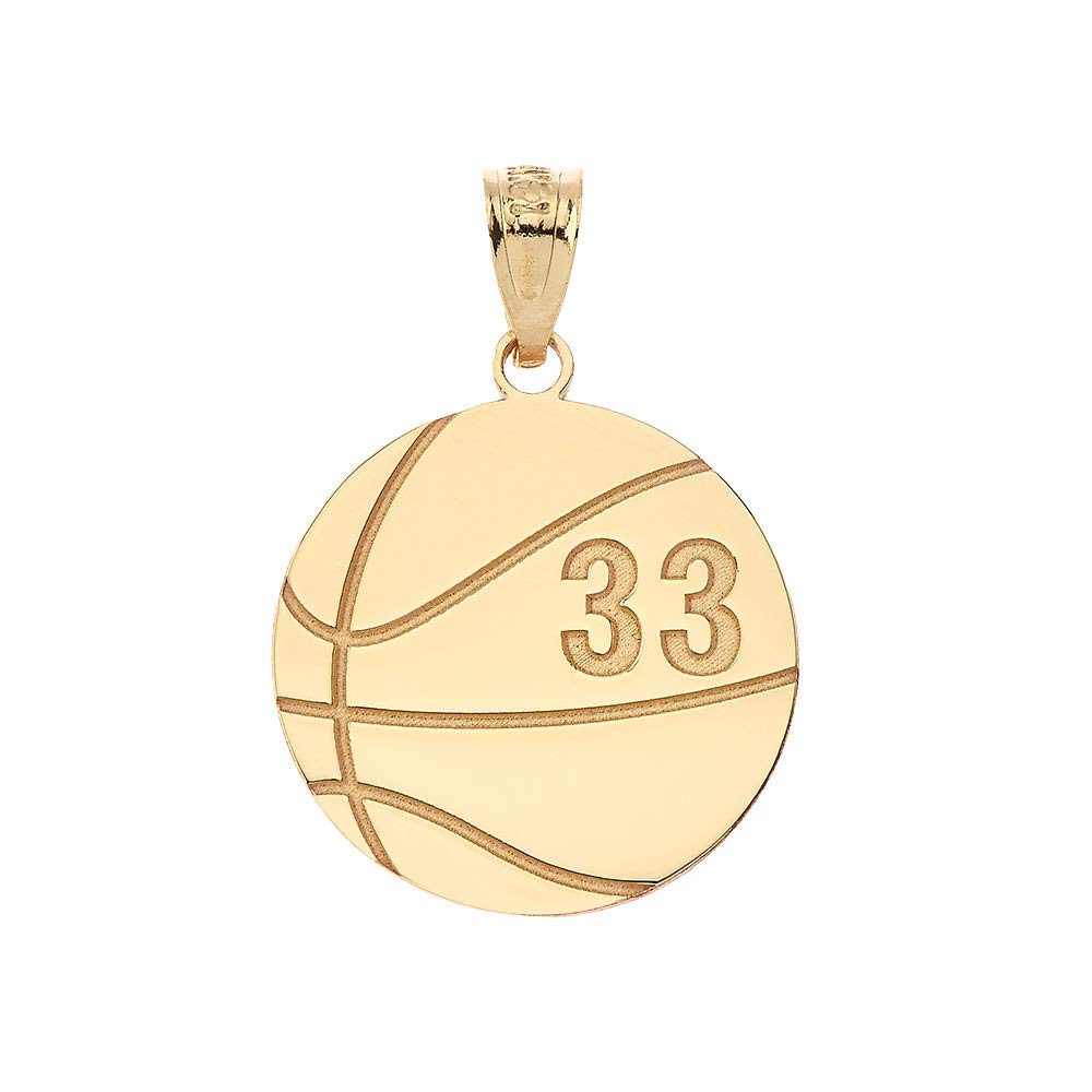 10k Yellow Gold Personalized Basketball Necklace - Custom Name & Number Engraved Sports Jewelry Gift for Athletes, Basketball Players & Fans - Perfect for Games, Birthdays & Anniversaries