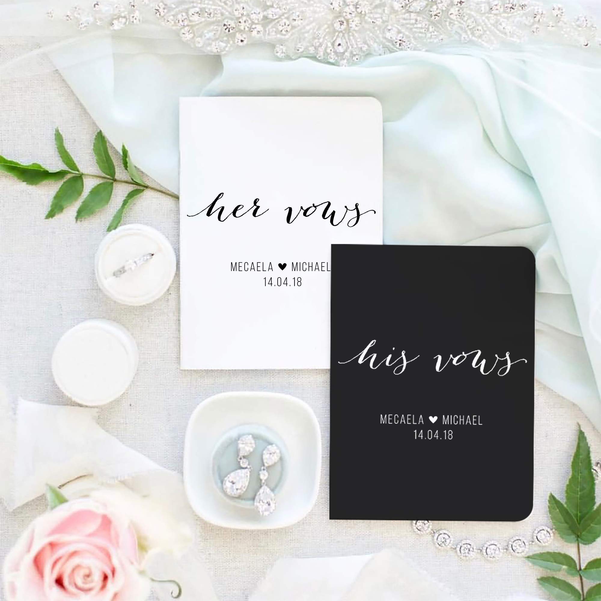 Personalized Wedding Vow Books for Couples - His and Hers Custom Vow Booklets Set of 2 - Perfect for Wedding Ceremonies, Vow Renewals & Anniversary Gifts