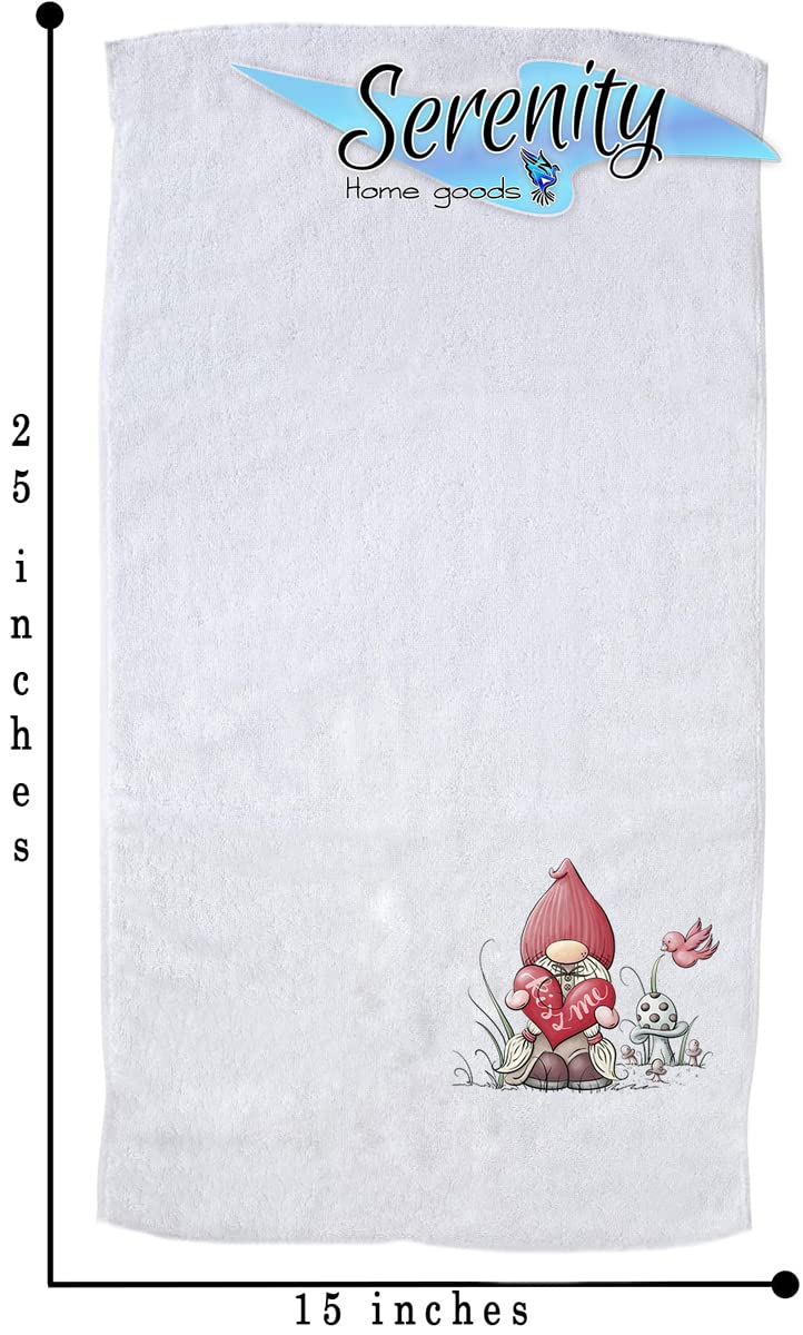 Valentine's Day Kiss Me Gnome Hand Towel - Decorative Kitchen & Bath Towel Set | Winter Themed White Home Decor for Bathroom, Kitchen & Housewarming Gifts | Perfect for Valentine's Decor, Tea Towel Decorations & Cozy Home Styling