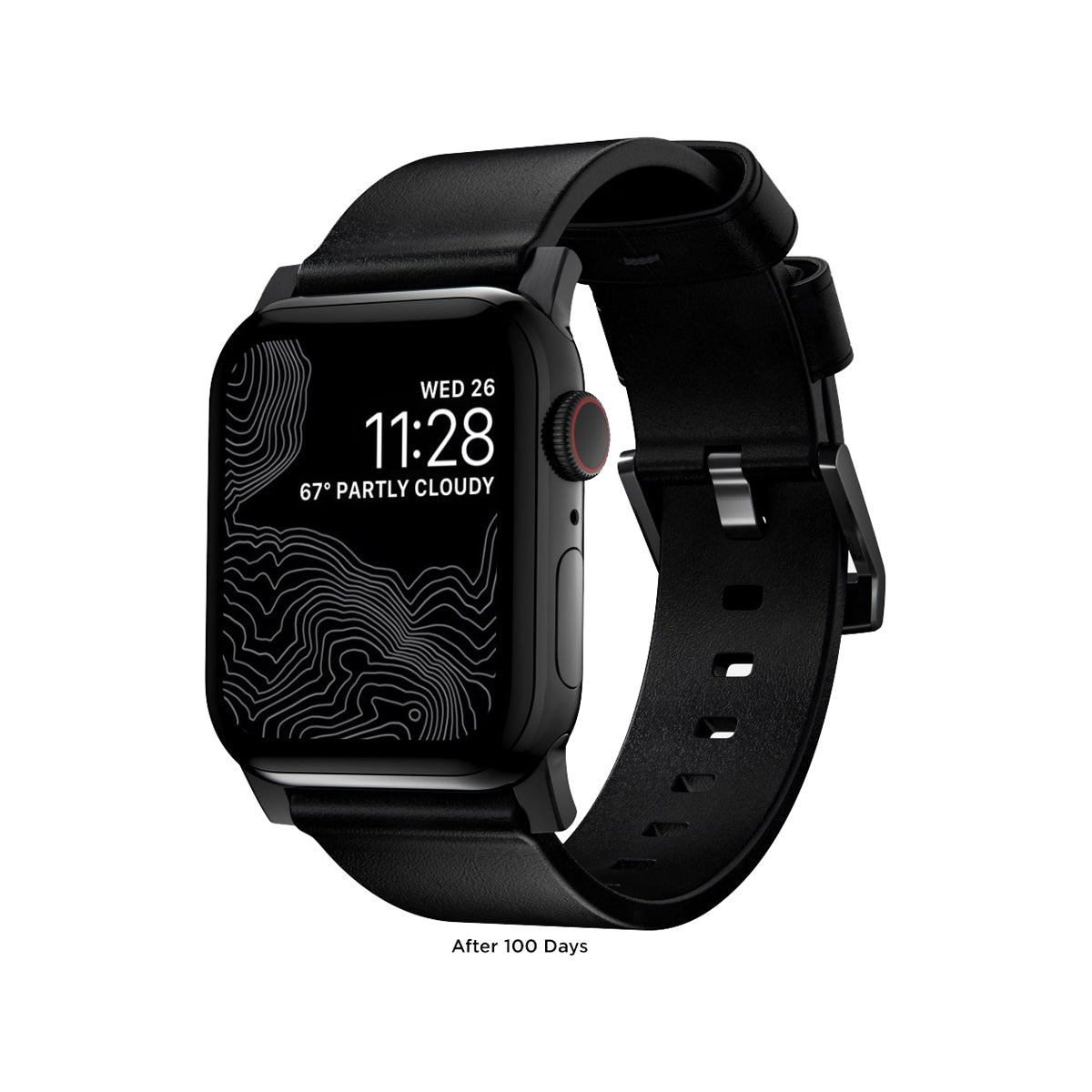 Nomad Modern Leather Band for Apple Watch 45mm 49mm - Black Genuine Leather Strap with Matte Black Hardware | Perfect for Business, Casual Wear & Everyday Use
