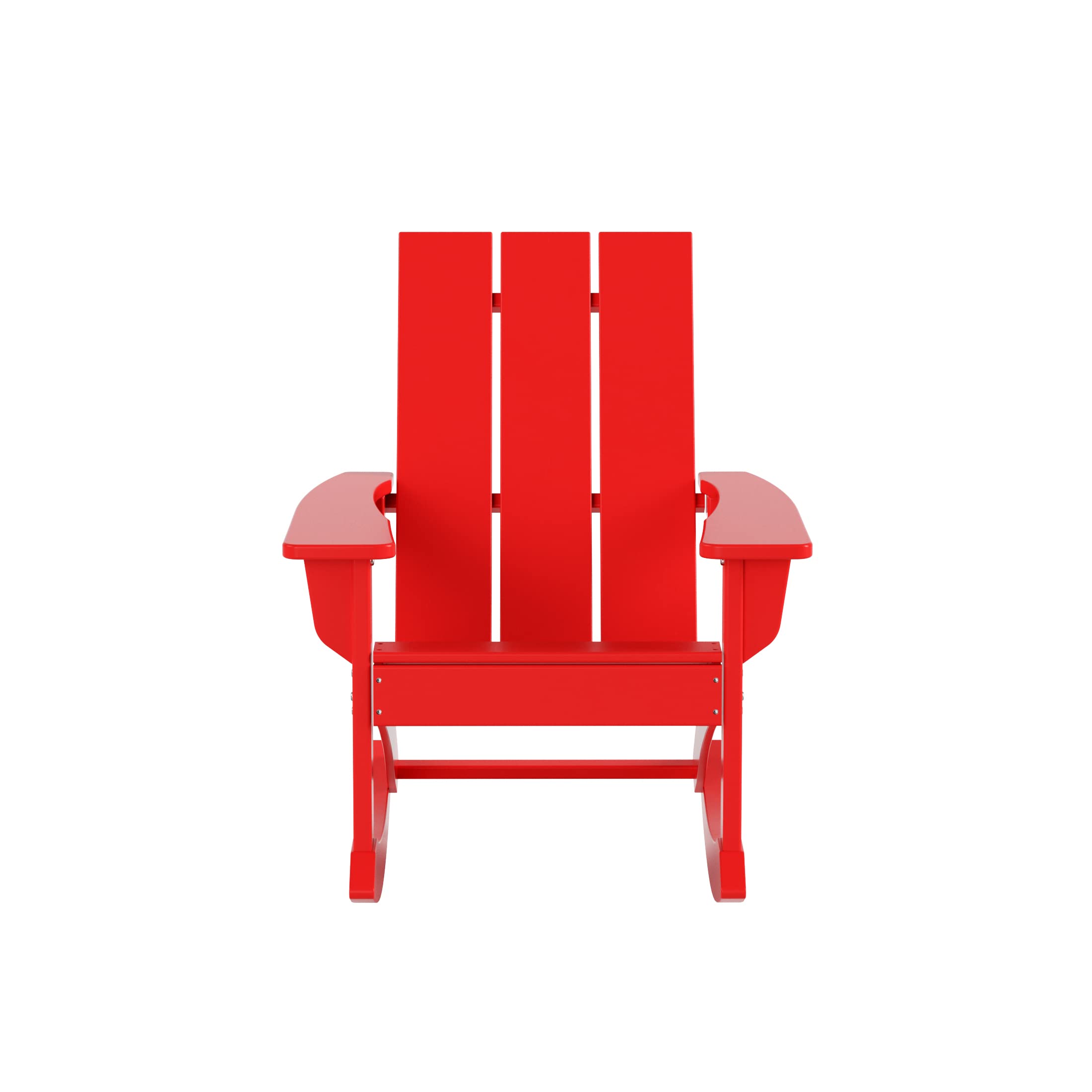 WO Home Furniture Adirondack Rocking Chair Set of 2 - All-Weather UV-Resistant Outdoor Patio Chairs for Garden, Deck, Porch & Backyard (Red)