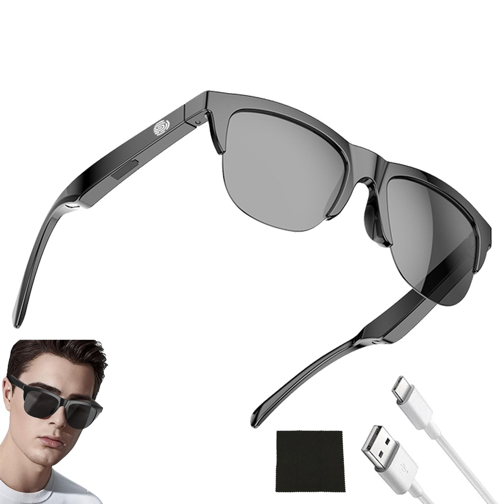 2024 Upgrade Bluetooth Smart Sunglasses with Built-In Mic & Speakers, Stylish Audio Glasses for Outdoor Sports, Driving & Daily Use