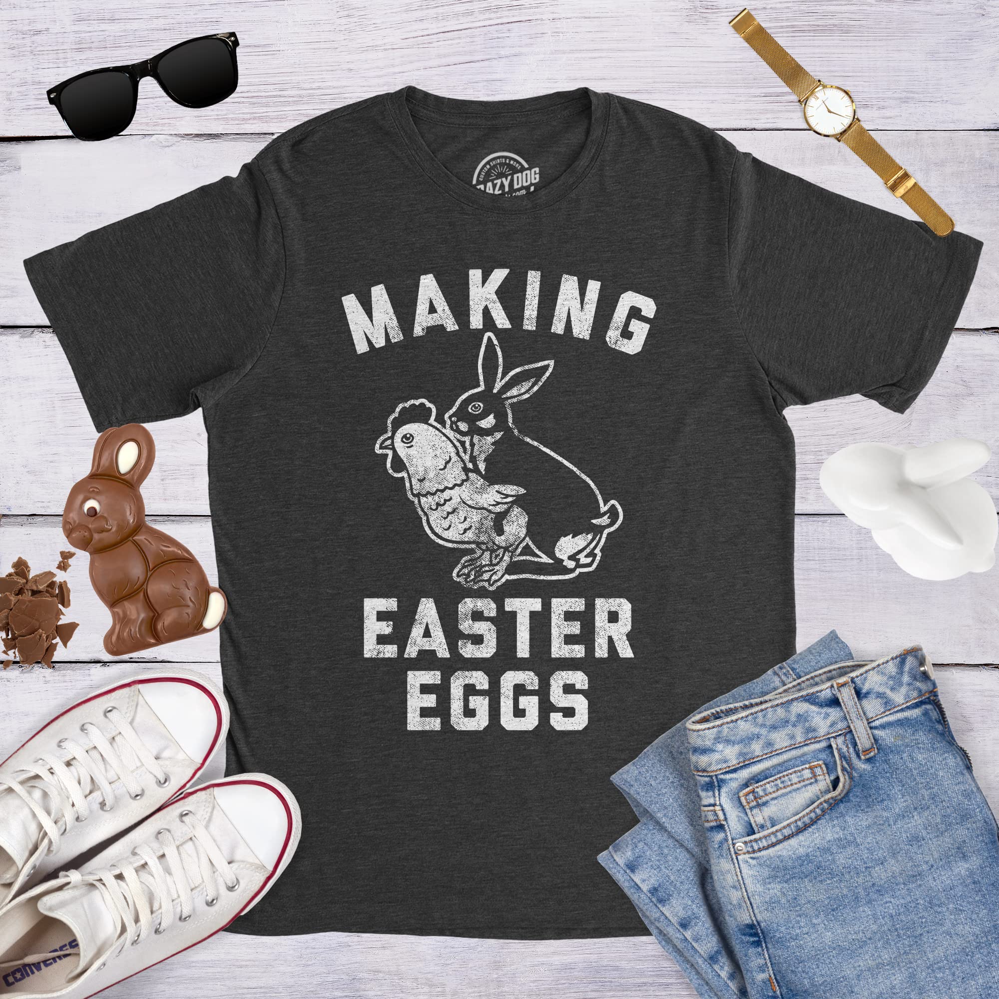 Funny Easter Bunny Saying T-Shirt for Men - Offensive Novelty Tee with Egg Design - Perfect for Easter Gifts, Parties & Prank Costumes