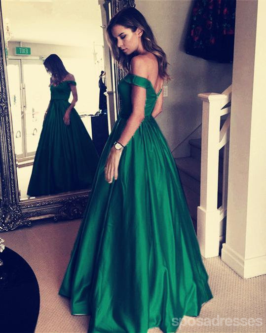 Emerald Green Off The Shoulder Long Evening Prom Dresses for Women - Custom Made Formal Gowns for Special Occasions, Weddings & Parties | Style 17387
