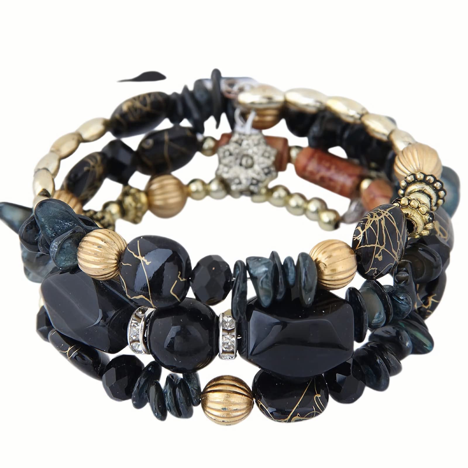 Boho Agate Beads Charm Bracelet for Women - Multilayer Irregular Vintage Jade Stone & Turquoise Ethnic Jewelry - Perfect for Yoga, Meditation, Boho Fashion & Festival Accessories