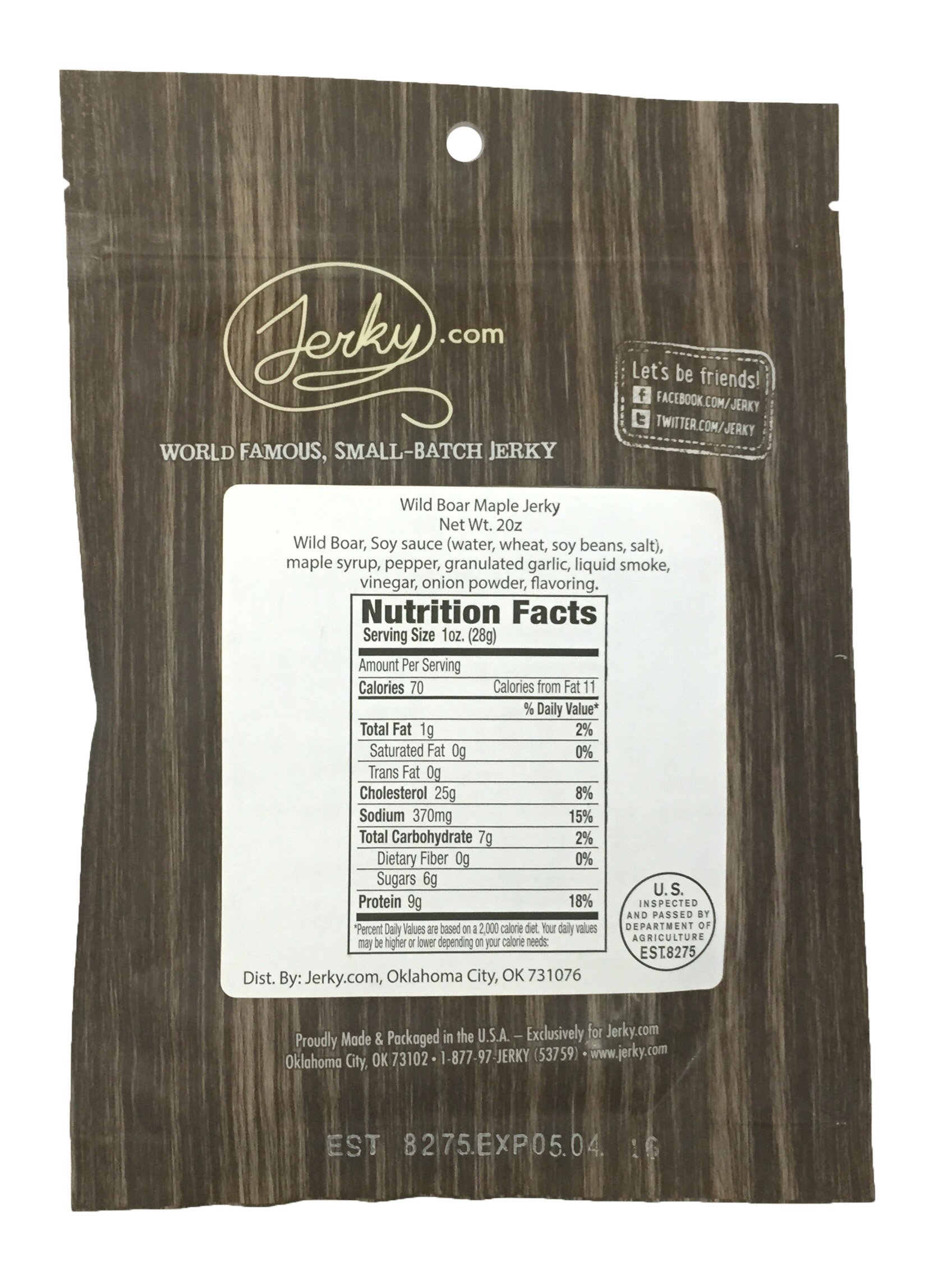 Premium Wild Boar Jerky - All Natural High Protein Snack, No Preservatives, Healthy Meat Snacks for Adults - Maple Flavored Exotic Game Jerky - 1.75oz (3 Pack) - Perfect for Hiking, Camping & Keto Diet