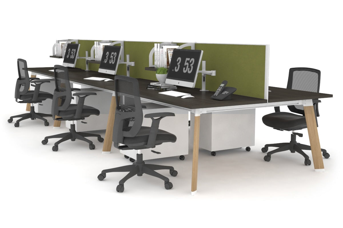 6-Person Wooden Workstation with Cable Management - 1400L x 800W Switch Office Desk for Team Collaboration | Perfect for Open Office Spaces & Conference Rooms