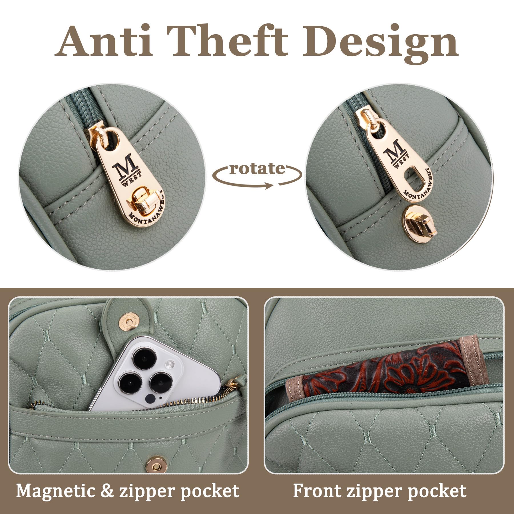 Montana West Anti Theft Backpack Purse Set for Women - Travel & Commute