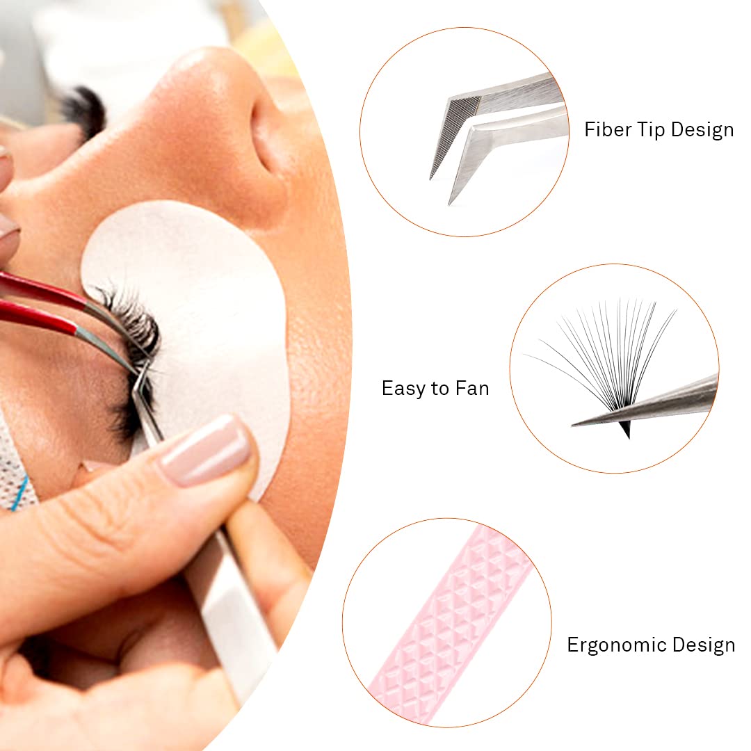 TDANCE Professional Stainless Steel Eyelash Extension Tweezers - Fiber Tip Volume Boot Lash Tweezers for Salon & Home Use (Pink T2, 1Pc) | Perfect for Volume Lashes, Classic Extensions & DIY Lash Applications
