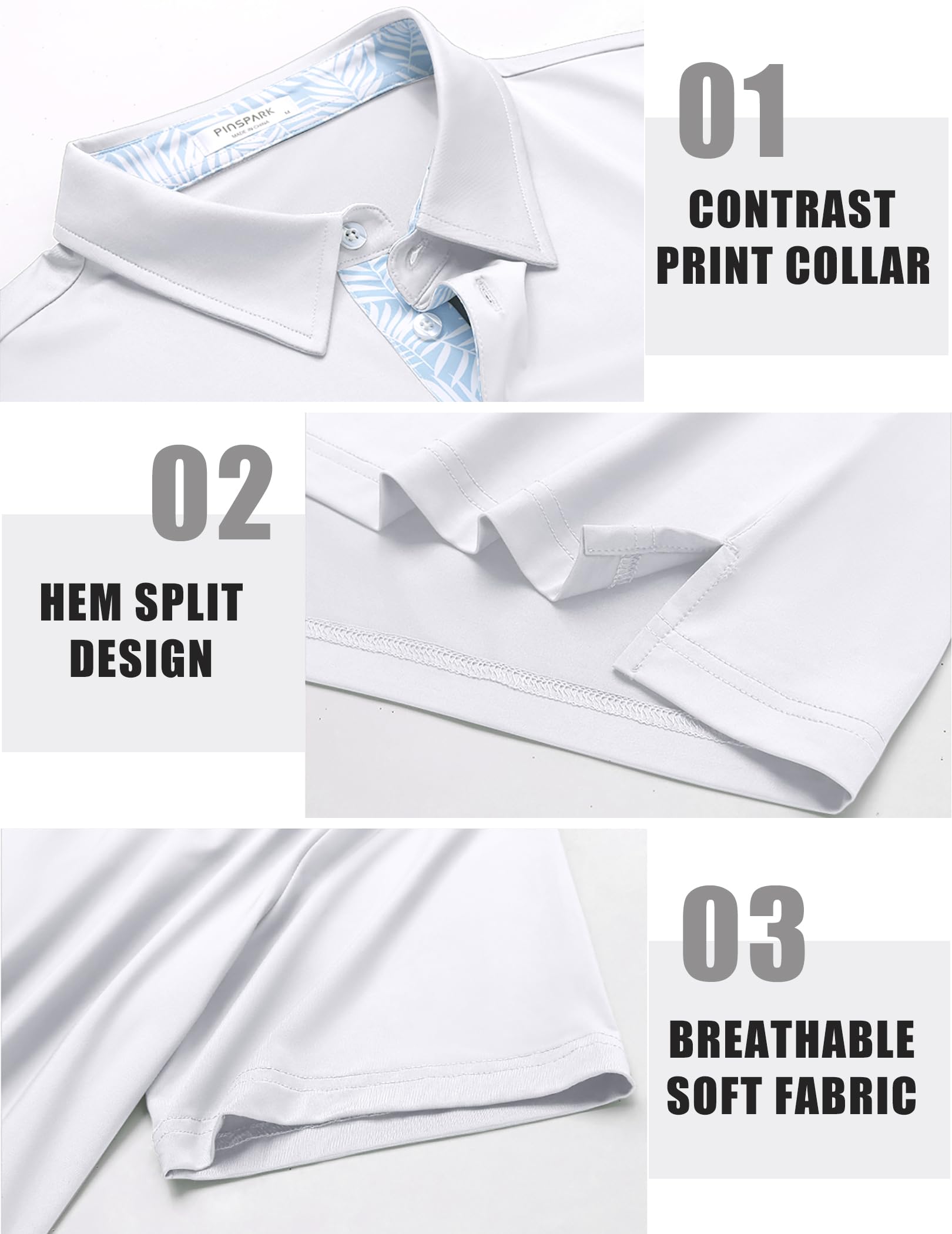 PINSPARK Men's Moisture Wicking Polo Shirts - Breathable Quick Dry Short Sleeve Performance Shirt with Collar - Casual & Golf Wear for Men - Perfect for Sports, Office & Outdoor Activities