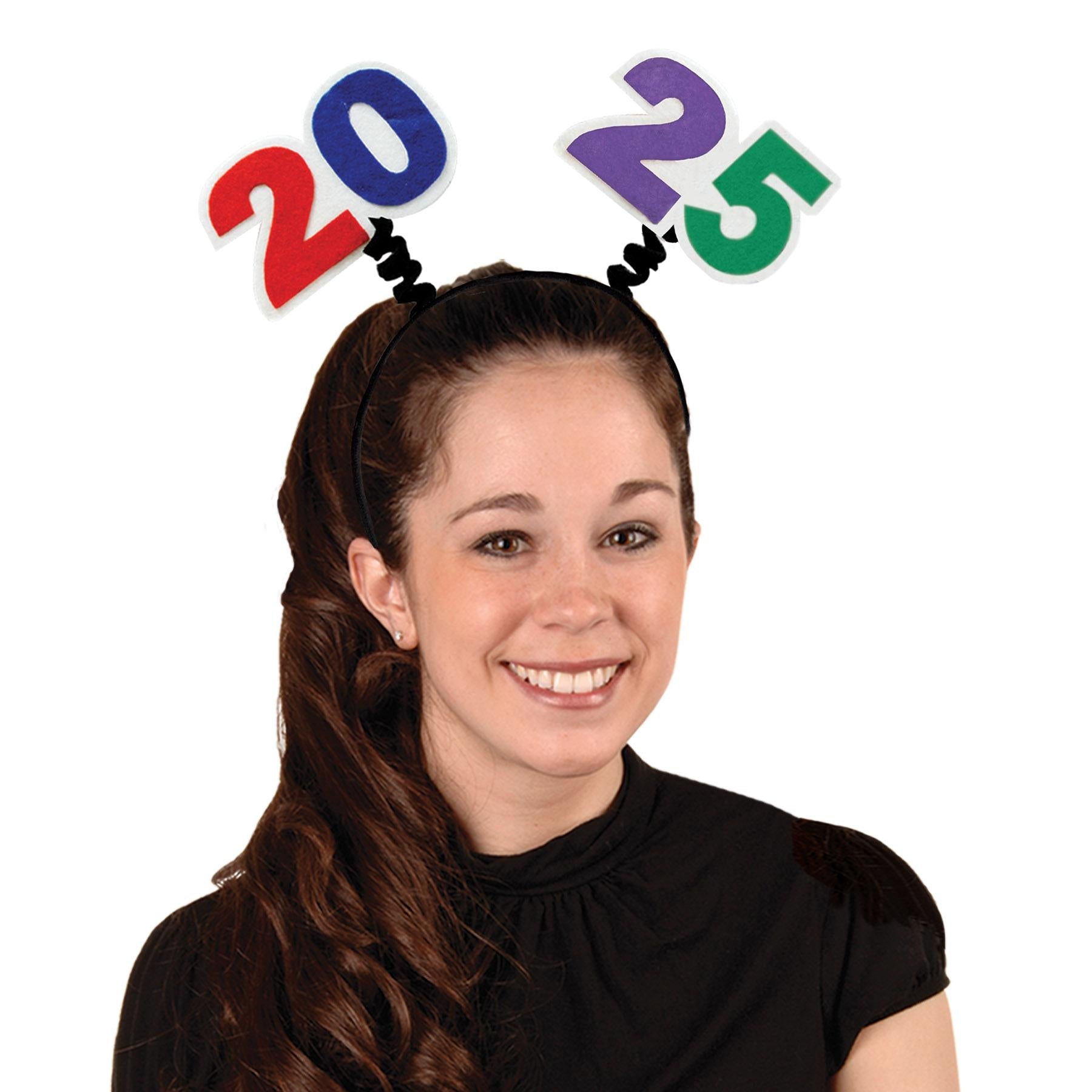 12 Pack Beistle 2025 New Year's Eve Party Headband Boppers - Fun Snap-on Headbands for NYE Celebrations, Countdown Parties & Festive Gatherings