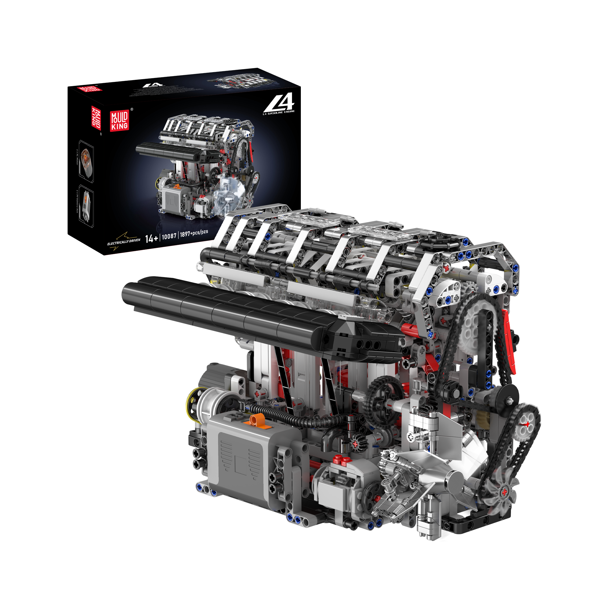 Mould King 10087 Motorized L4 Gasoline Engine Building Kit - 1,787 Pieces STEM Educational Toy for Adults & Teens | Perfect for Engineering Enthusiasts, DIY Projects & Model Car Lovers