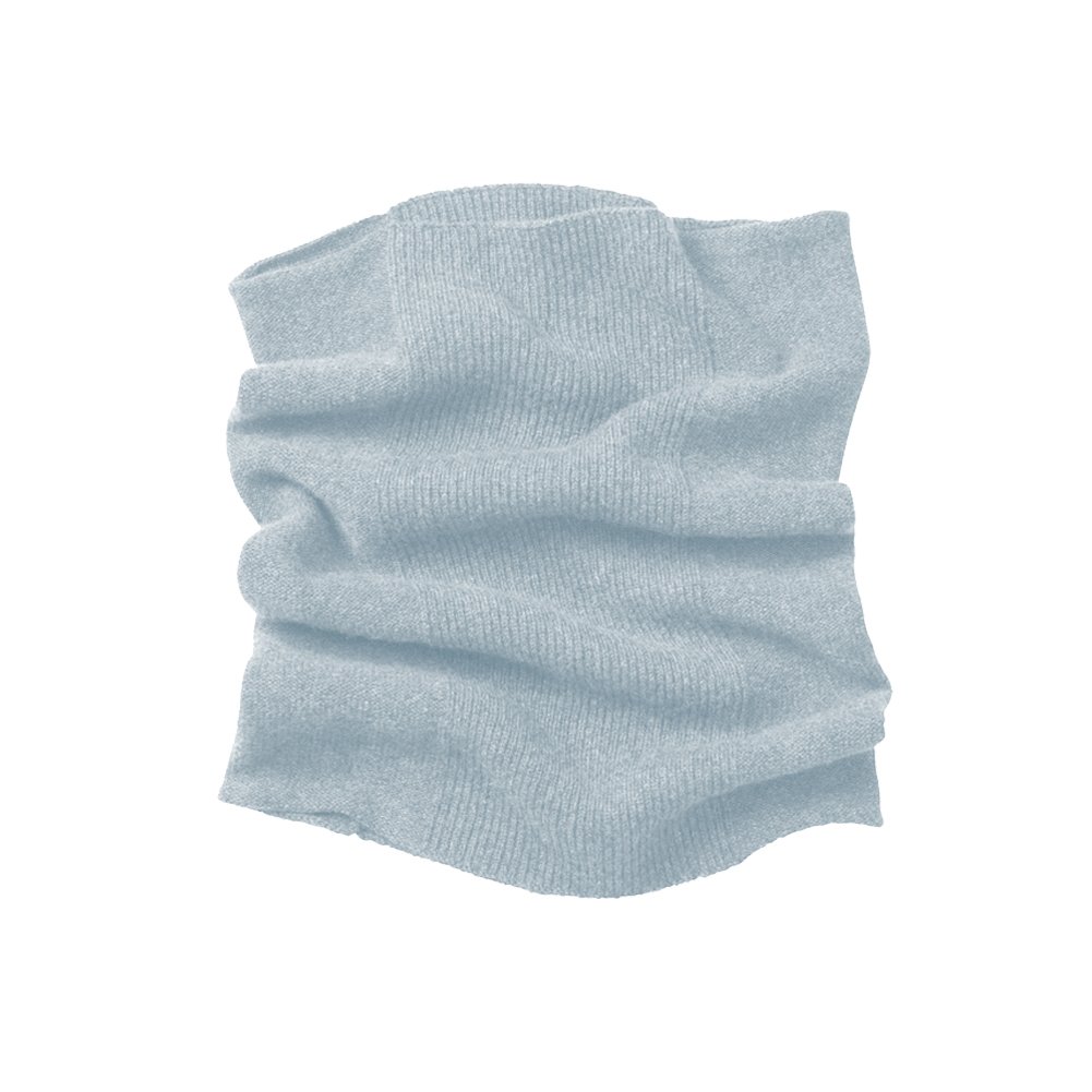 Parisbonbon Men's 100% Cashmere Ribbed Neck Warmer - Soft Winter Scarf for Cold Weather - Doll Blue One Size - Perfect for Skiing, Snowboarding & Outdoor Activities