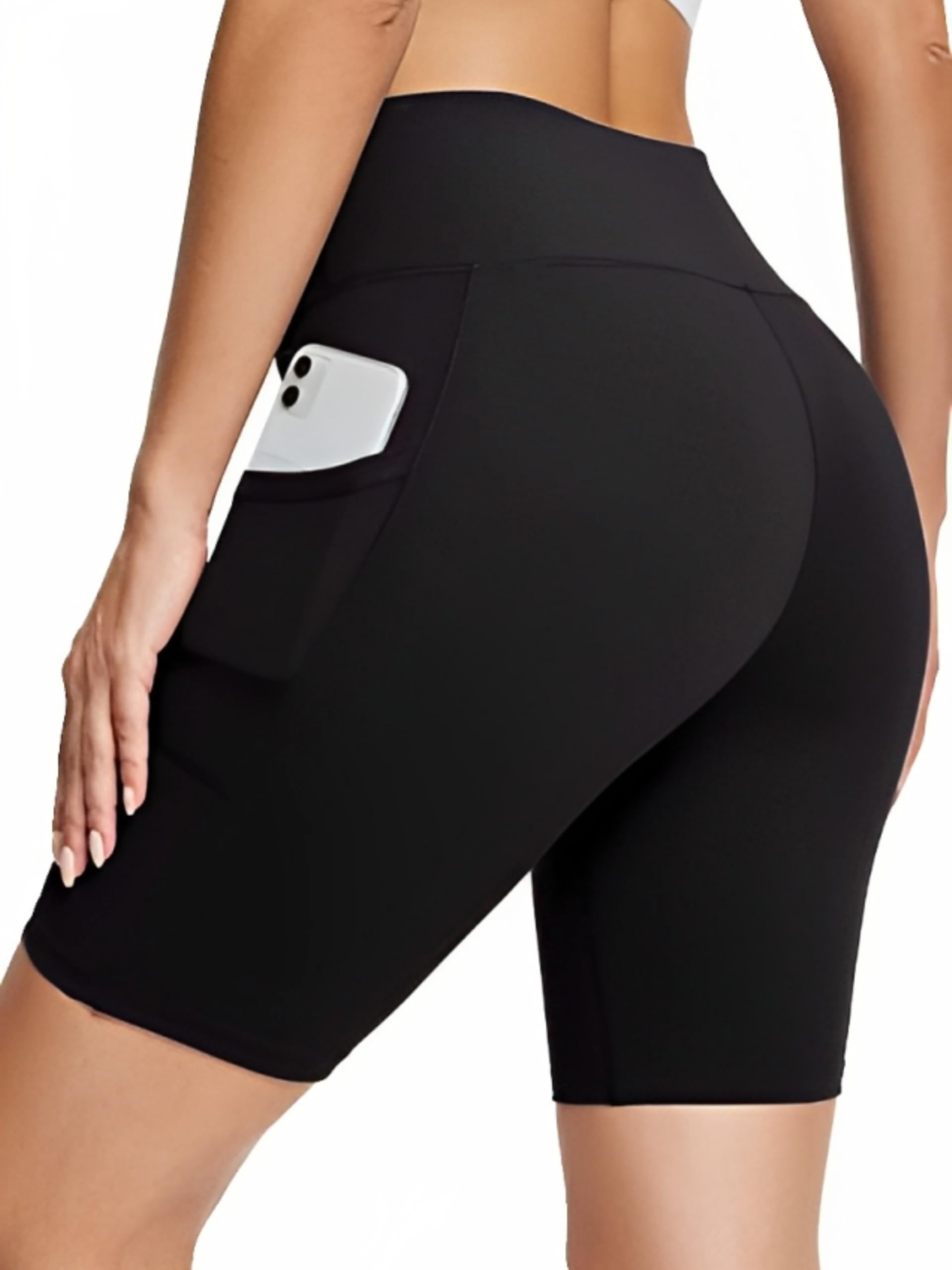 POOJARAN High Waist Workout Shorts for Women - Yoga, Gym & Cycling Activewear with Pockets | Perfect for Fitness, Running & Casual Wear