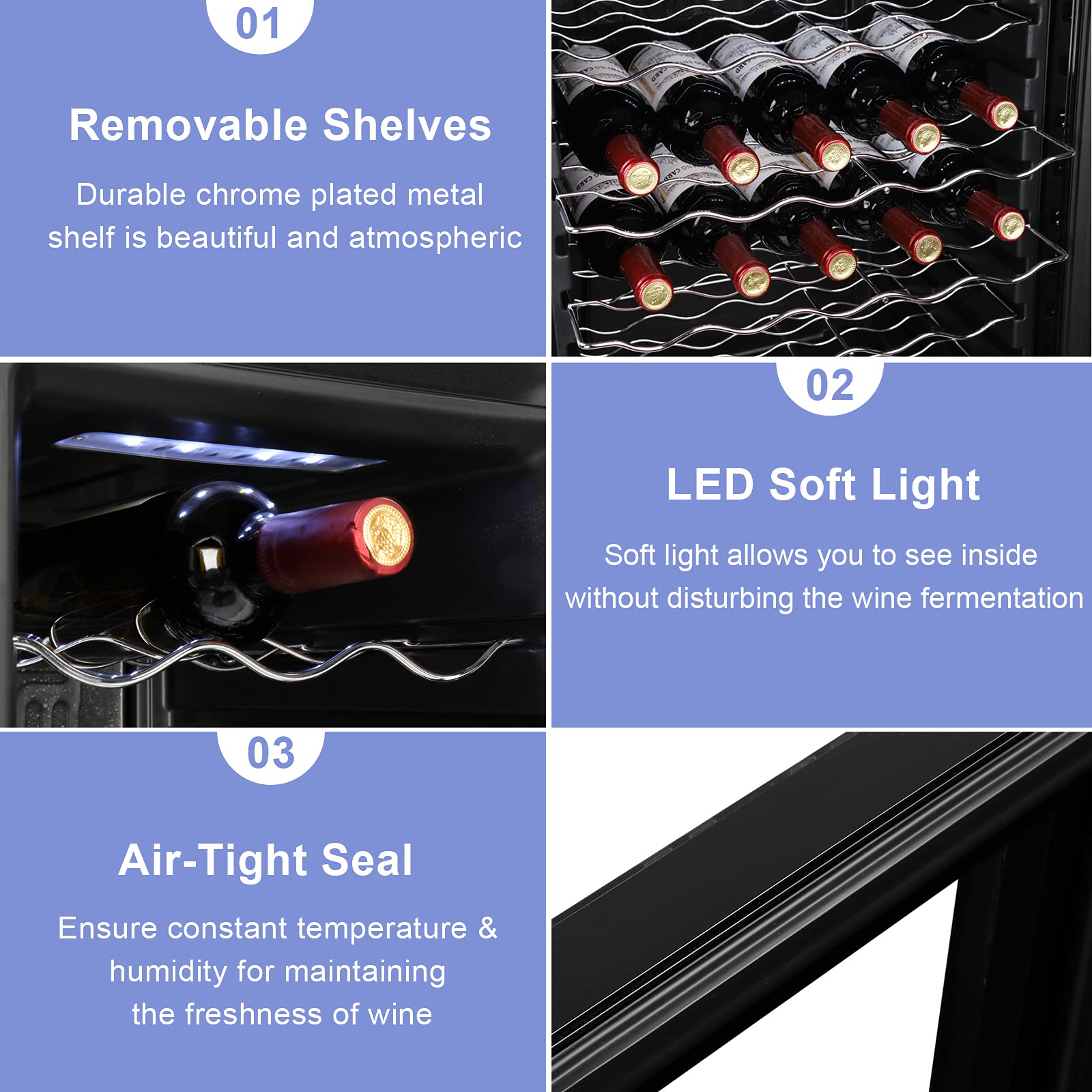 ROVSUN 34 Bottle Wine Cooler Refrigerator - Freestanding Compressor Wine Chiller with Digital Temperature Control & Double-Layer Glass Door - Perfect for Red Wine, White Wine, Champagne, and Beer Storage - Ideal for Home Bars, Restaurants, and Entertaining Guests