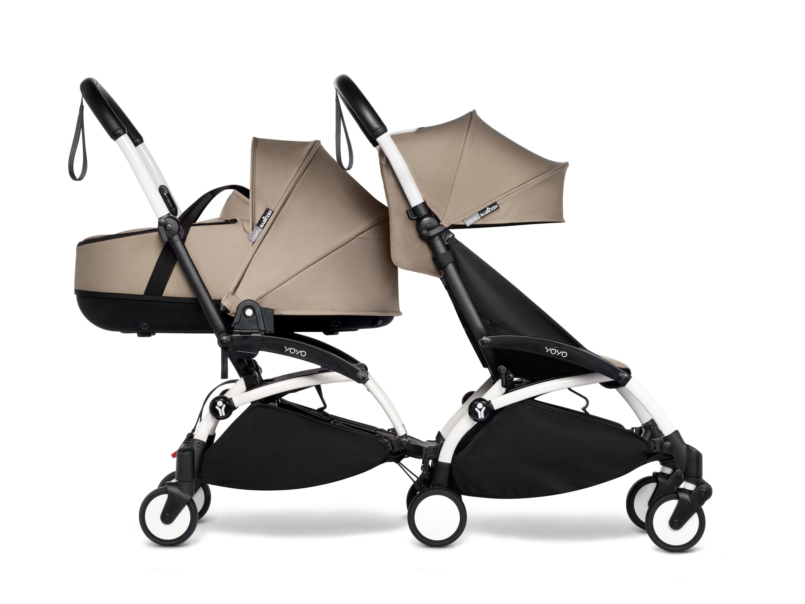 Stokke YOYO 3 Double Stroller for Twins - 6+ Months Front Seat with Bassinet Back - Lightweight Compact Travel Stroller for City Walks & Airplane Travel
