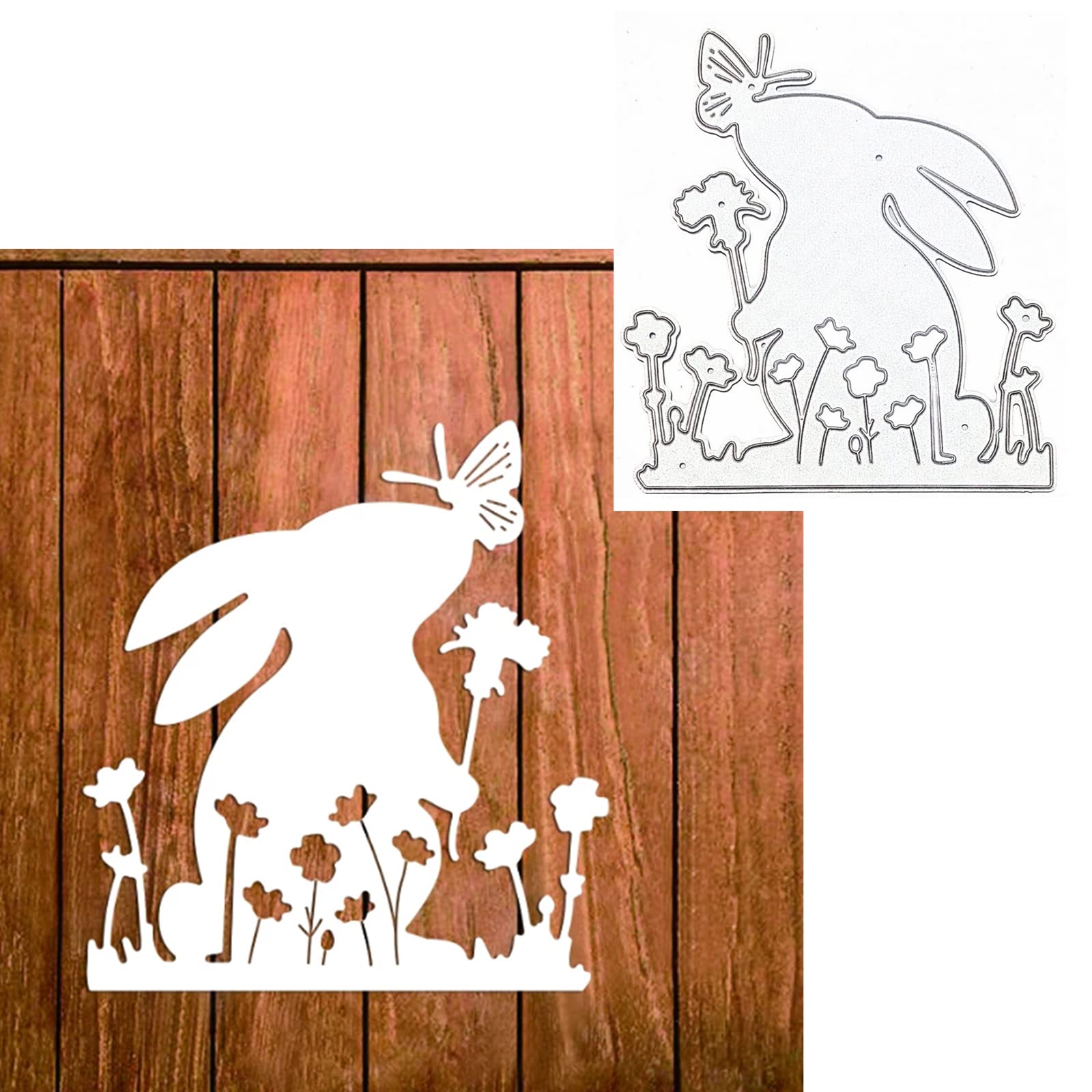 Easter Rabbit Metal Die Cuts - Cute Bunny Kissing Butterfly Animal Frame Stencils for DIY Card Making, Scrapbooking, Photo Albums & Home Decor | Perfect for Easter Crafts, Greeting Cards & Paper Embossing Projects
