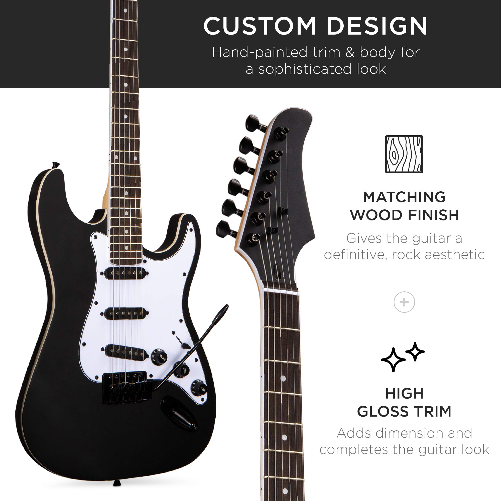 Best Choice Products 39-inch Full Size Electric Guitar Starter Kit for Beginners with Gig Bag, Adjustable Strap, 10W Amplifier, Extra Strings, Picks & Tremolo Bar - Jet Black | Perfect for Home Practice, Music Lessons & Live Performances