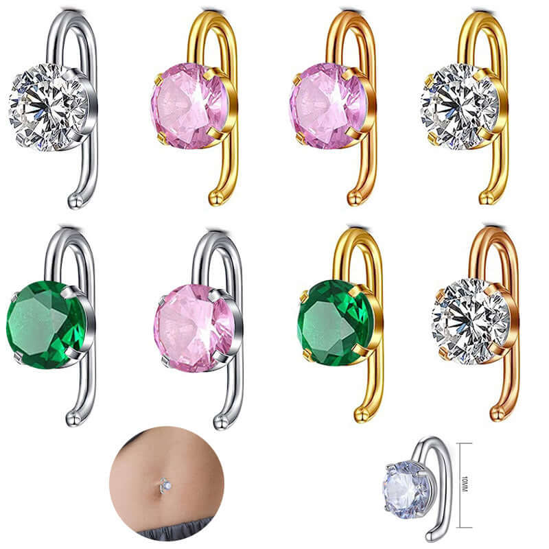 CZ Implant Grade Hinged Hoop Belly Button Rings | Surgical Steel Navel Piercing Jewelry | Q2886 | Perfect for Everyday Wear, Gym & Beach Fashion