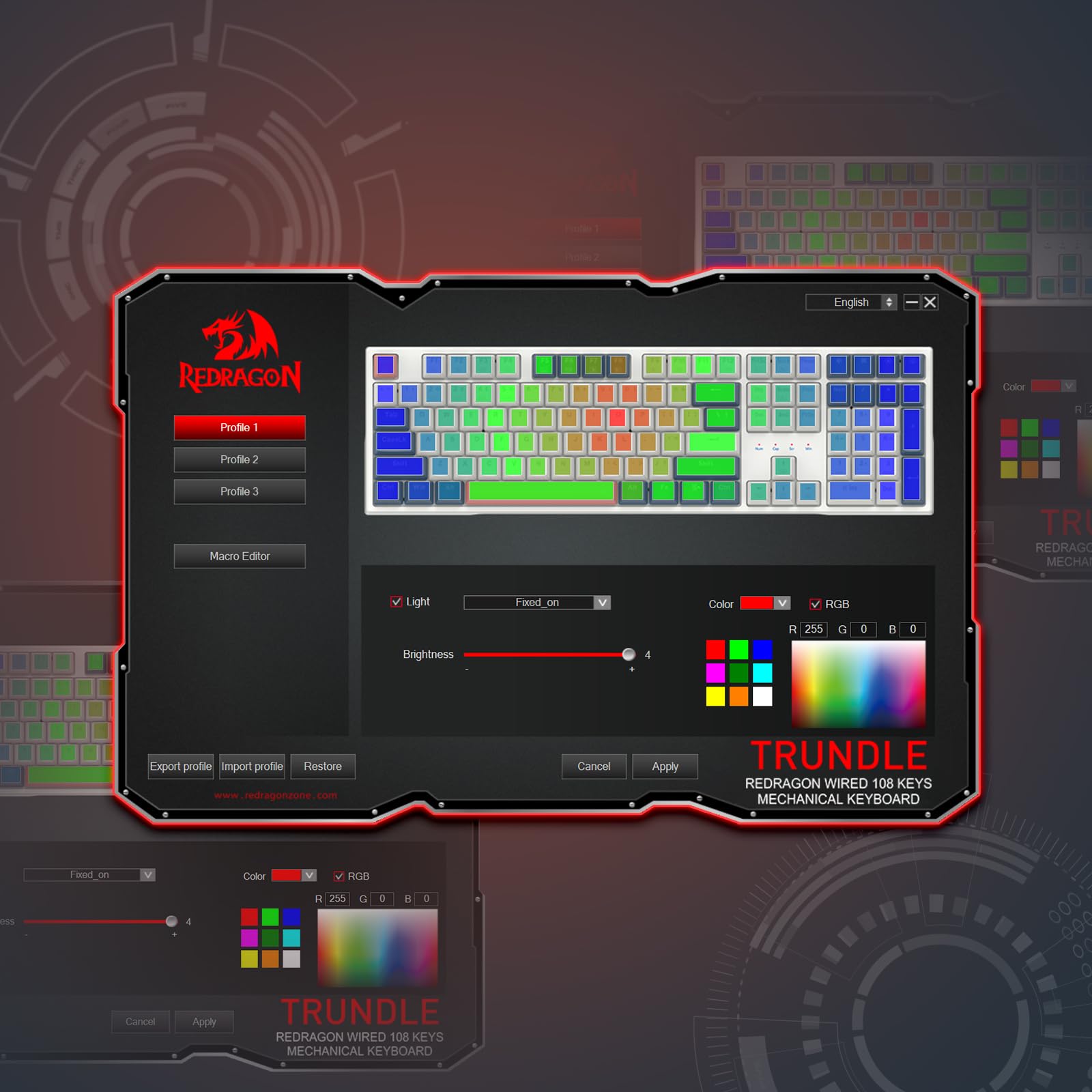 Redragon K668 RGB Mechanical Gaming Keyboard - 104 Keys, Hot-Swappable, Red Switch for PC Gaming