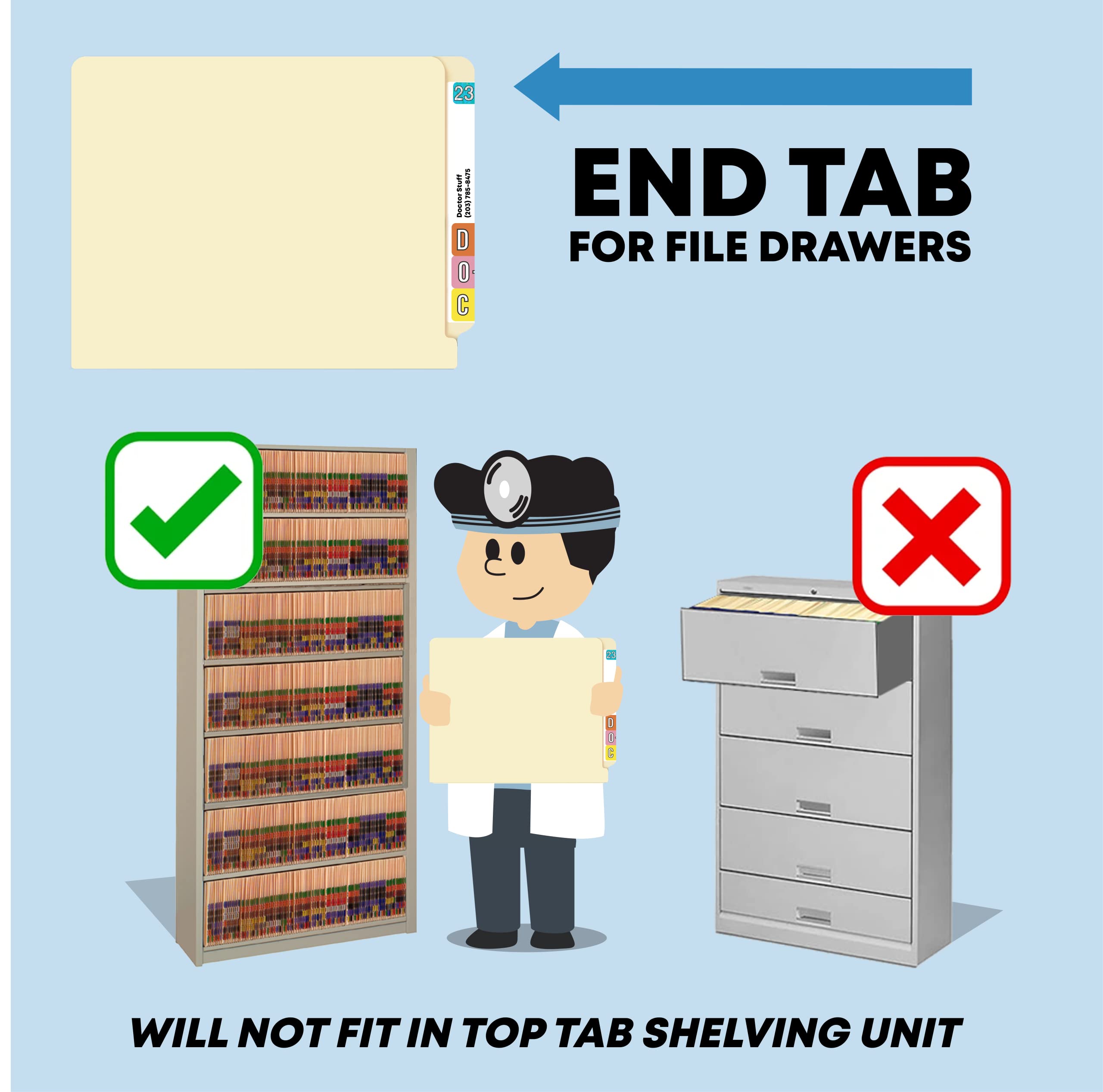 250-Count Gray Letter Size File Folders - 14pt Reinforced End Tab with 2