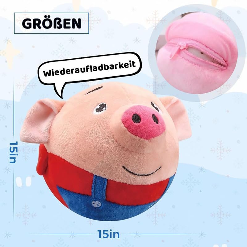 2024 Upgraded Interactive Squeaky Moving Dog Toy - Electronic Bouncing Plush Pig with Sound, Washable Pet Puppy Toy for Boredom Relief | Perfect for Indoor Play, Training & Bonding with Your Dog
