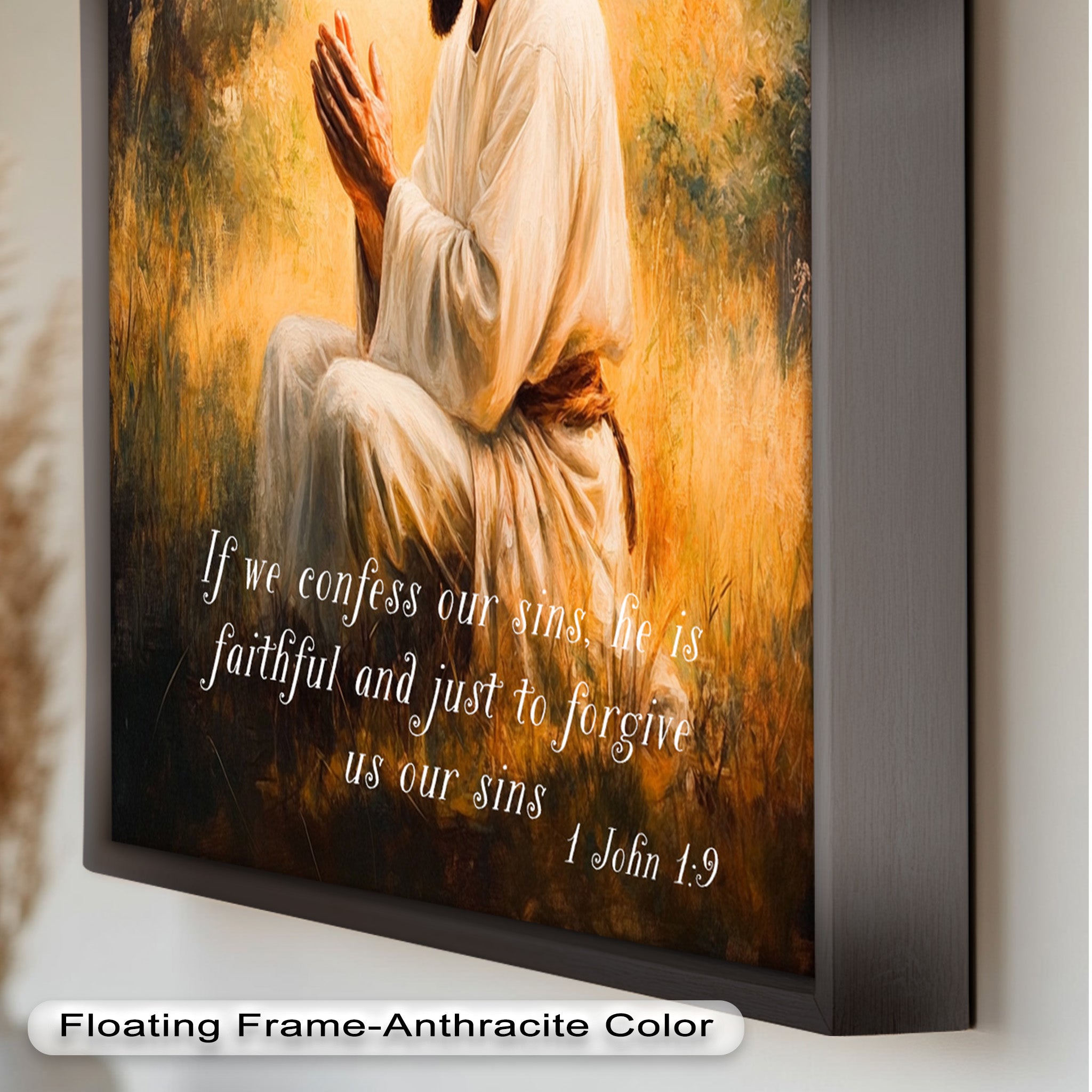 1 John 1:9 Bible Verse Oil Painting - Christian Scripture Wall Art for Home Decor, Church & Prayer Room - Divine Forgiveness Scripture Artwork