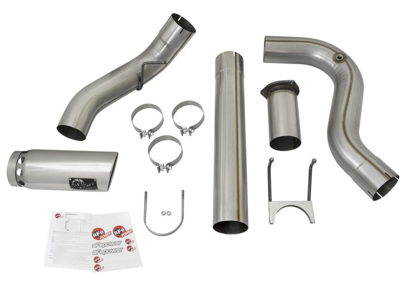 aFe LARGE BORE HD 5-inch 409 Stainless Steel DPF Back Exhaust System with Polished Tip for 2017 Ford Diesel Trucks V8 6.7L Powerstroke - Performance Upgrade for Towing & Off-Road Use