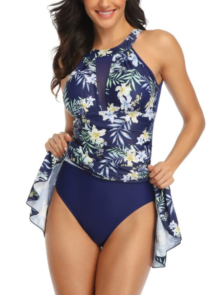 **Women's Plus Size Tummy Control One Piece Swimsuit with Skirt - Flattering Swimwear for Beach, Pool & Vacation**