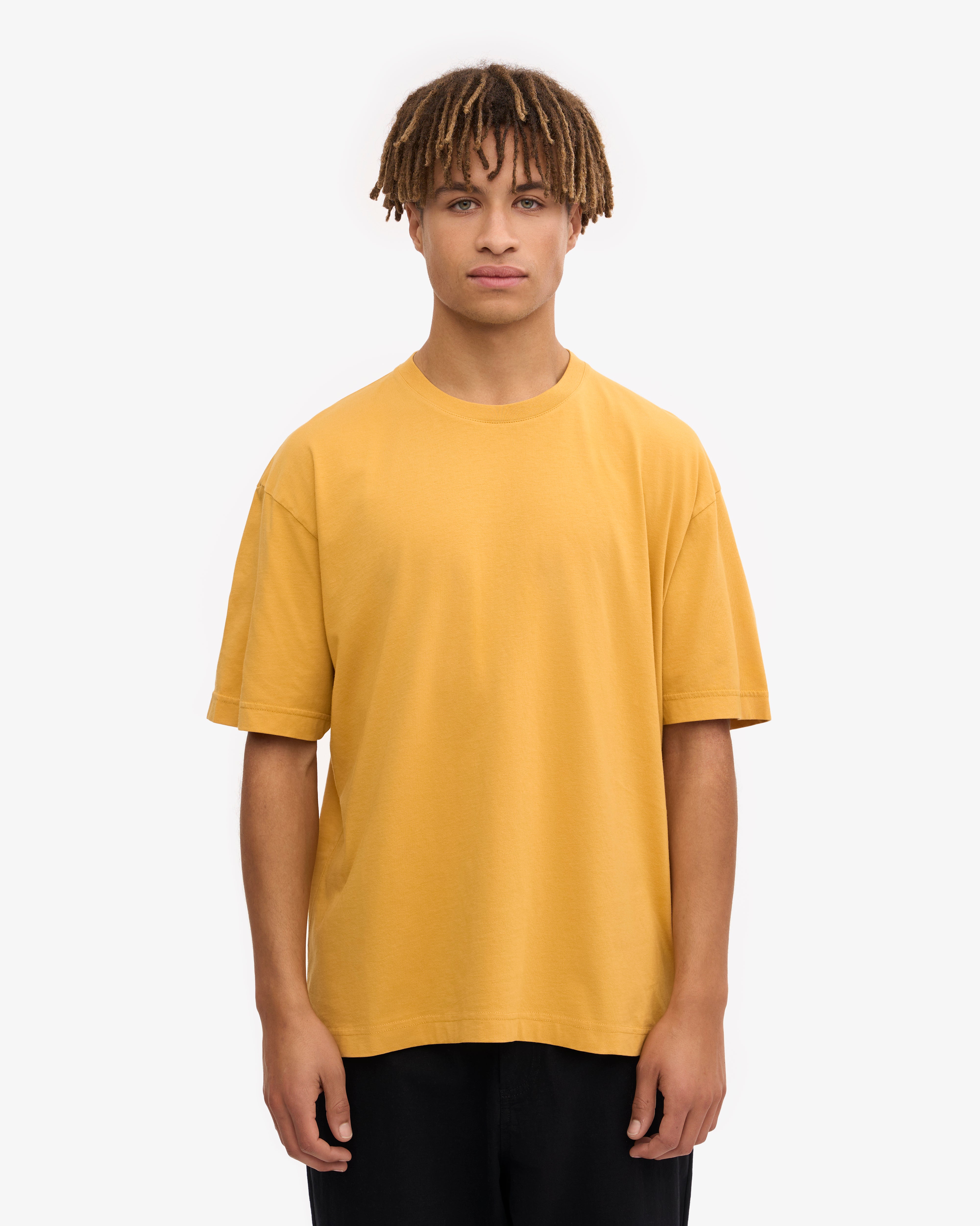 Organic Oversized T-Shirt for Women - Soft Burned Yellow Cotton Tee - Loose Fit Casual Shirt for Everyday Wear, Street Style & Layering