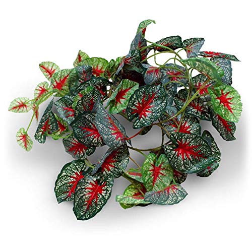 Pangea Leafy Vine for Reptile Terrarium Habitat - Artificial Caladium Plants for Lizards, Snakes & Geckos - Perfect for Climbing, Hiding & Natural Decor in Vivariums