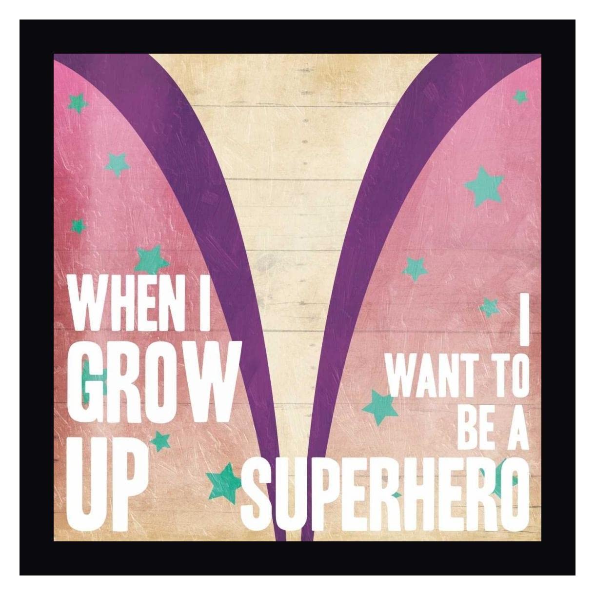 Superhero Girl Power by Jace Grey - 36x36 Inch Framed Canvas Wall Art - Black Wood Frame - Ready to Hang - Perfect for Kids' Room, Nursery, or Playroom Decor