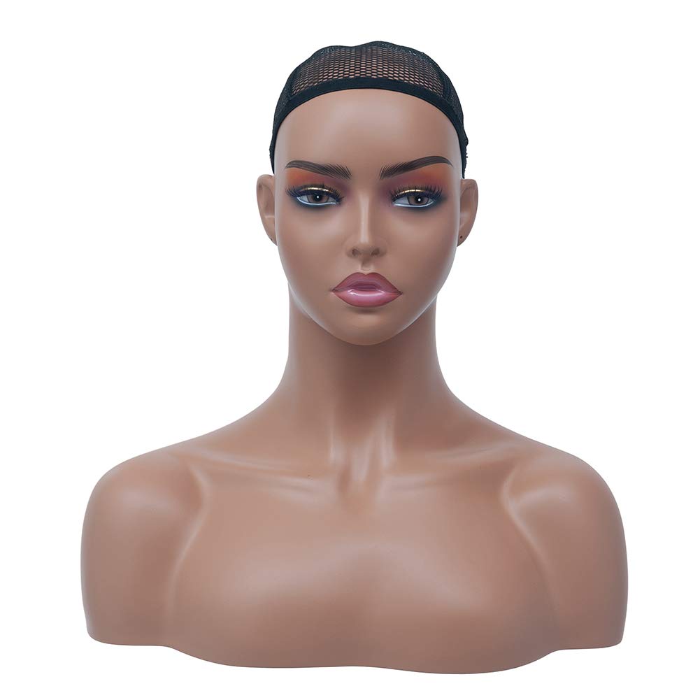 Realistic Female Mannequin Head with Shoulder - Wig Display Head, Makeup Practice, Beauty Accessories Showcase - Perfect for Salon Training, Cosmetology School & Retail Store Displays