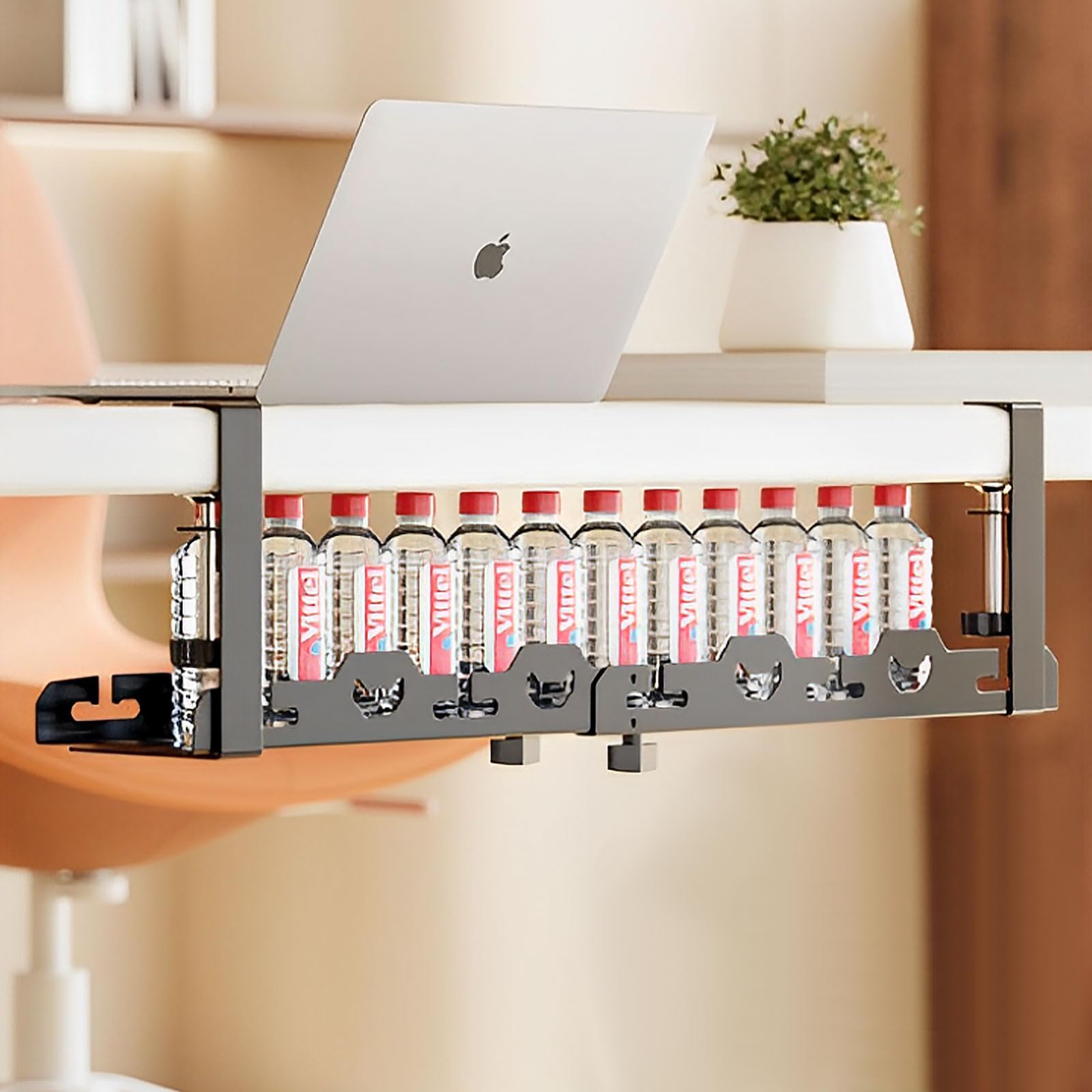 Black Extendable Under Desk Cable Management Tray (15.7-29 Inch) - No Drill Installation for Wire Organization | Perfect for Home Office, Gaming Setup & Workspace Organization