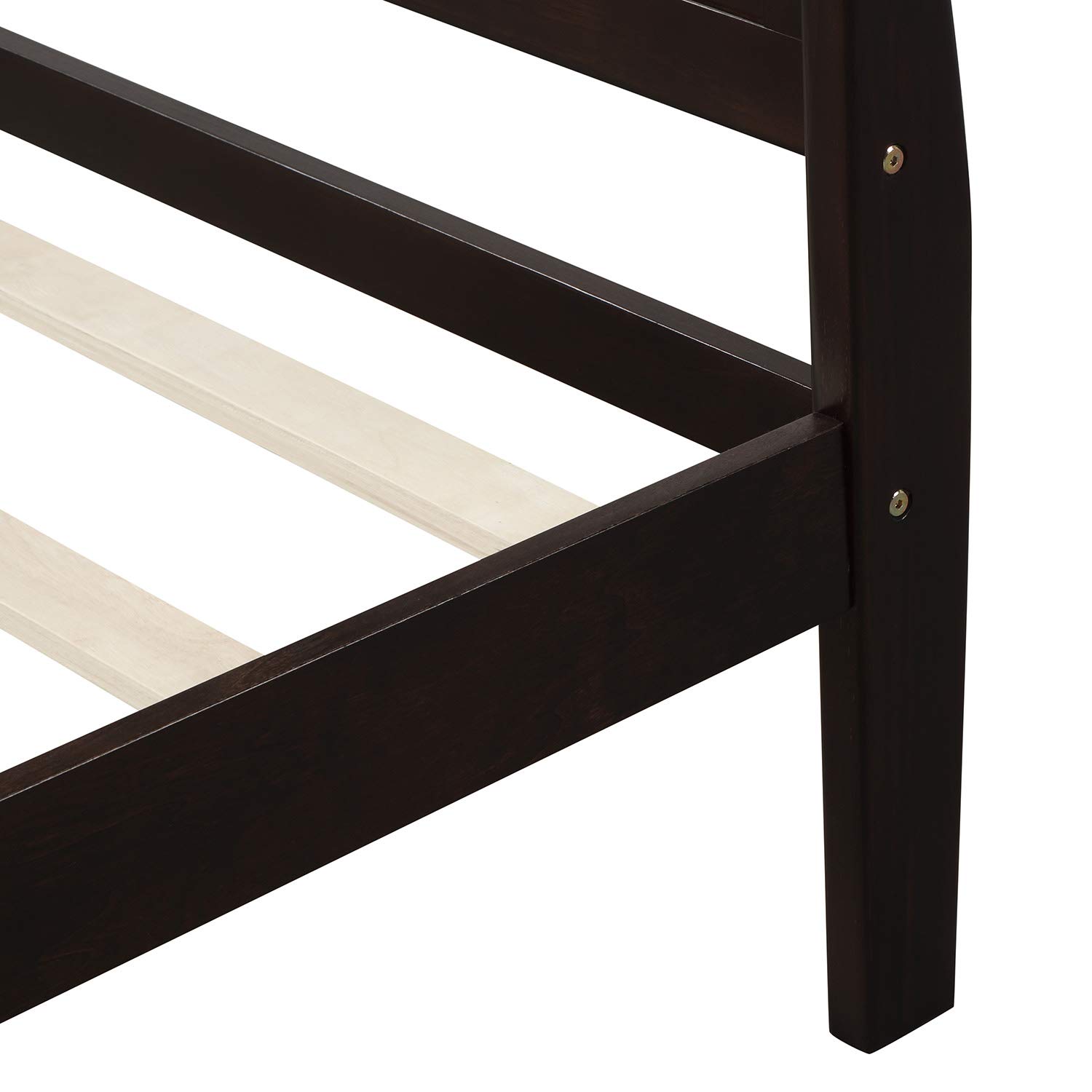 Harper & Bright Designs Solid Wood Twin Platform Bed Frame with Headboard & Footboard - Sleigh Style Bed with Wood Slat Support, Espresso Finish - Perfect for Kids Rooms, Guest Bedrooms & Small Spaces