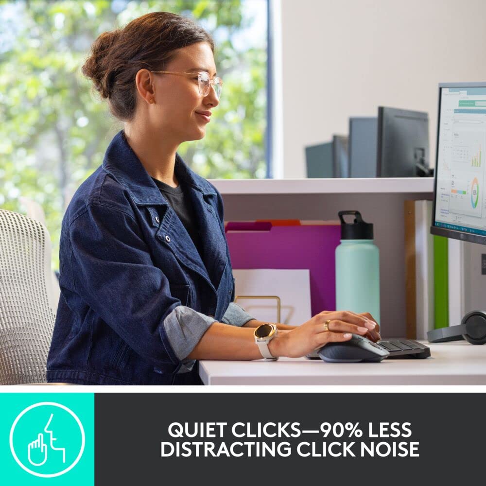 Logitech MX Keys Combo for Business (Gen 2) - Wireless Keyboard & Mouse Set with Palm Rest, Bluetooth & Logi Bolt Connectivity, Quiet Clicks - Compatible with PC/Laptop (Graphite, Renewed) | Perfect for Office, Remote Work & Productivity Setup