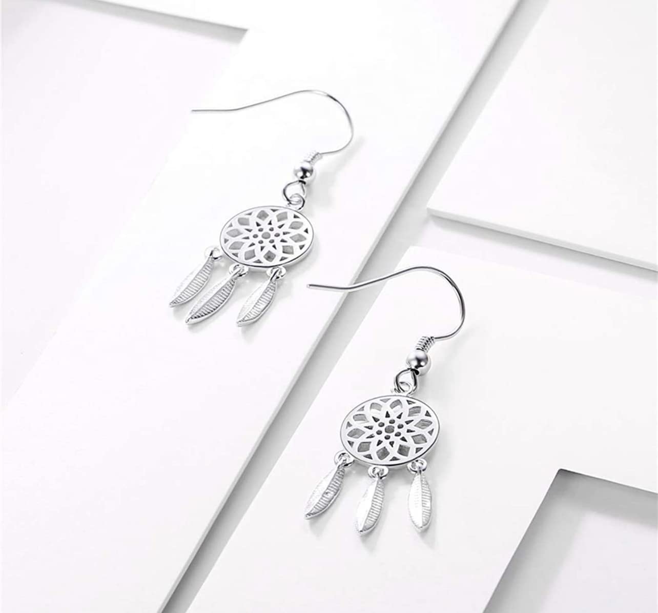 Iszie 925 Sterling Silver Dreamcatcher Dangle Drop Hook Earrings for Women & Girls - Boho Chic Jewelry Gift for Birthday, Anniversary, Christmas | Perfect for Parties, Weddings, Date Nights