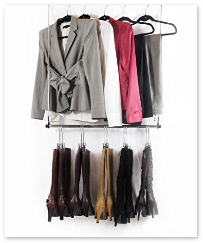 Hanging Boot Rack With 6 Silver Hangers