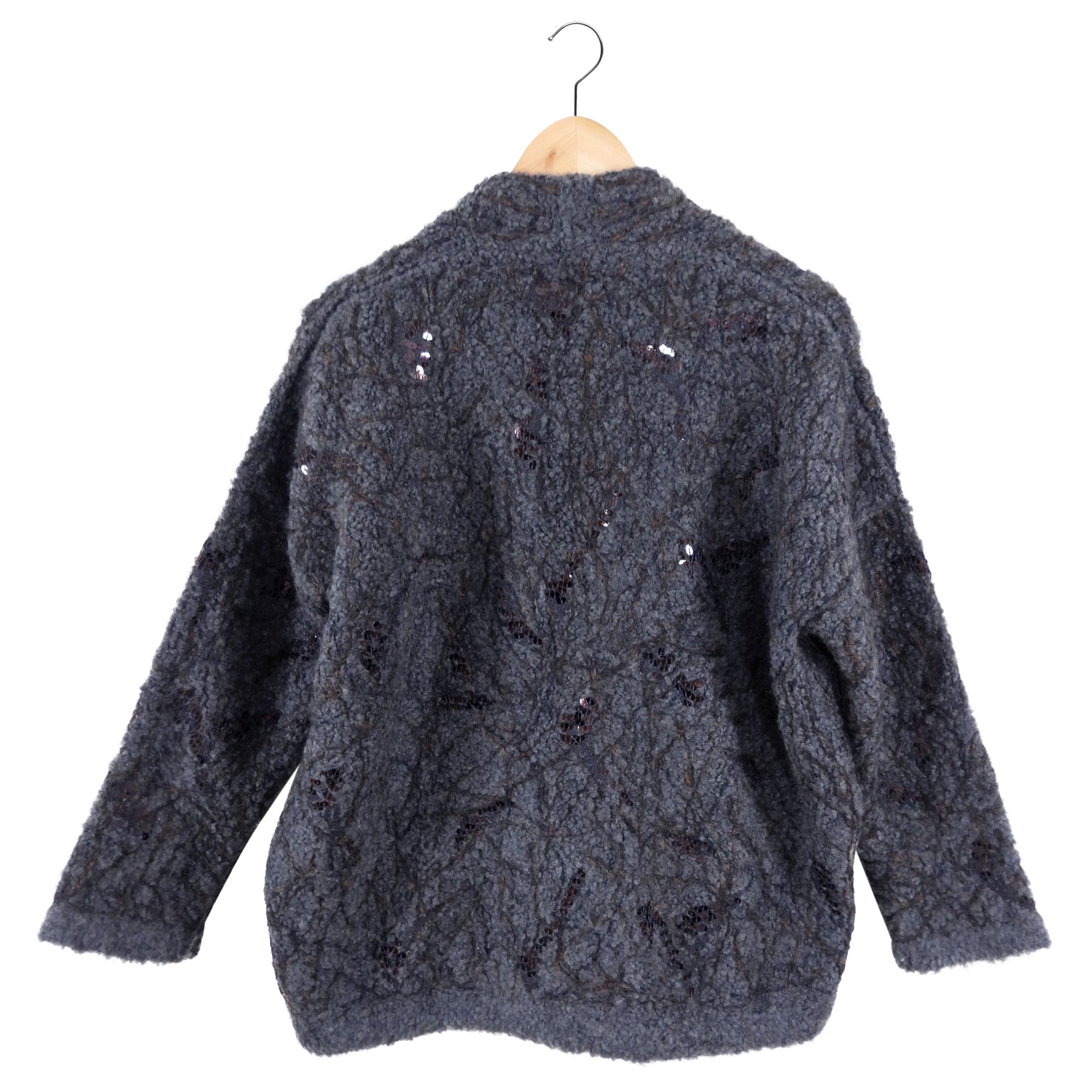 Brunello Cucinelli Grey Chunky Sequin Knit Cardigan Sweater for Women - XS/S Size - Perfect for Fall Layering & Evening Outfits