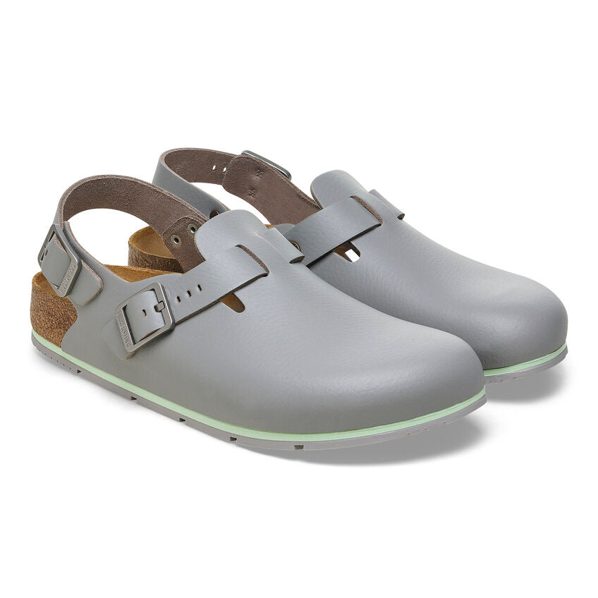 Birkenstock Tokio Pro Leather Super Grip Shoes in Gun Metal - Non-Slip Work Shoes for Nurses, Chefs & Professionals