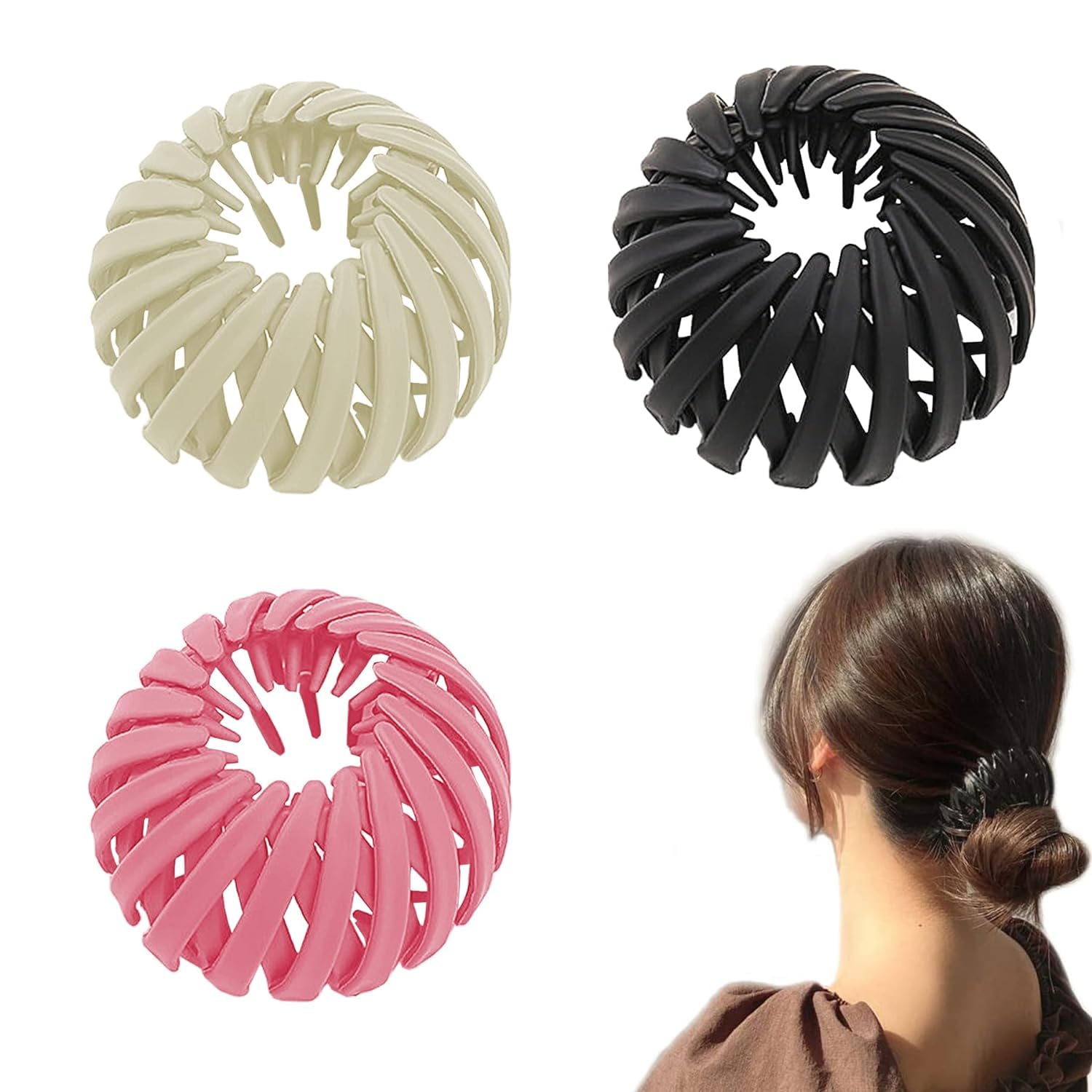 **Autowrap 3-Piece Magic Hair Clip Set – Lazy Bird Nest Hairpin, Retractable Ponytail & Braid Fixer for Women & Girls (Multicolor) – Perfect for Quick Hairstyles, Workouts, and Everyday Wear**