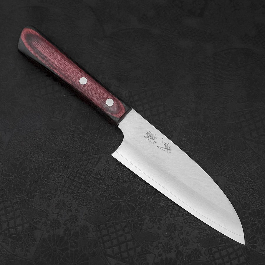 Premium Santoku Knife 150mm - VG-10 Stainless Steel Blade with Polished Finish & Ergonomic Black Red Handle - Ideal for Slicing, Dicing, and Chopping Vegetables, Meat, and Fish