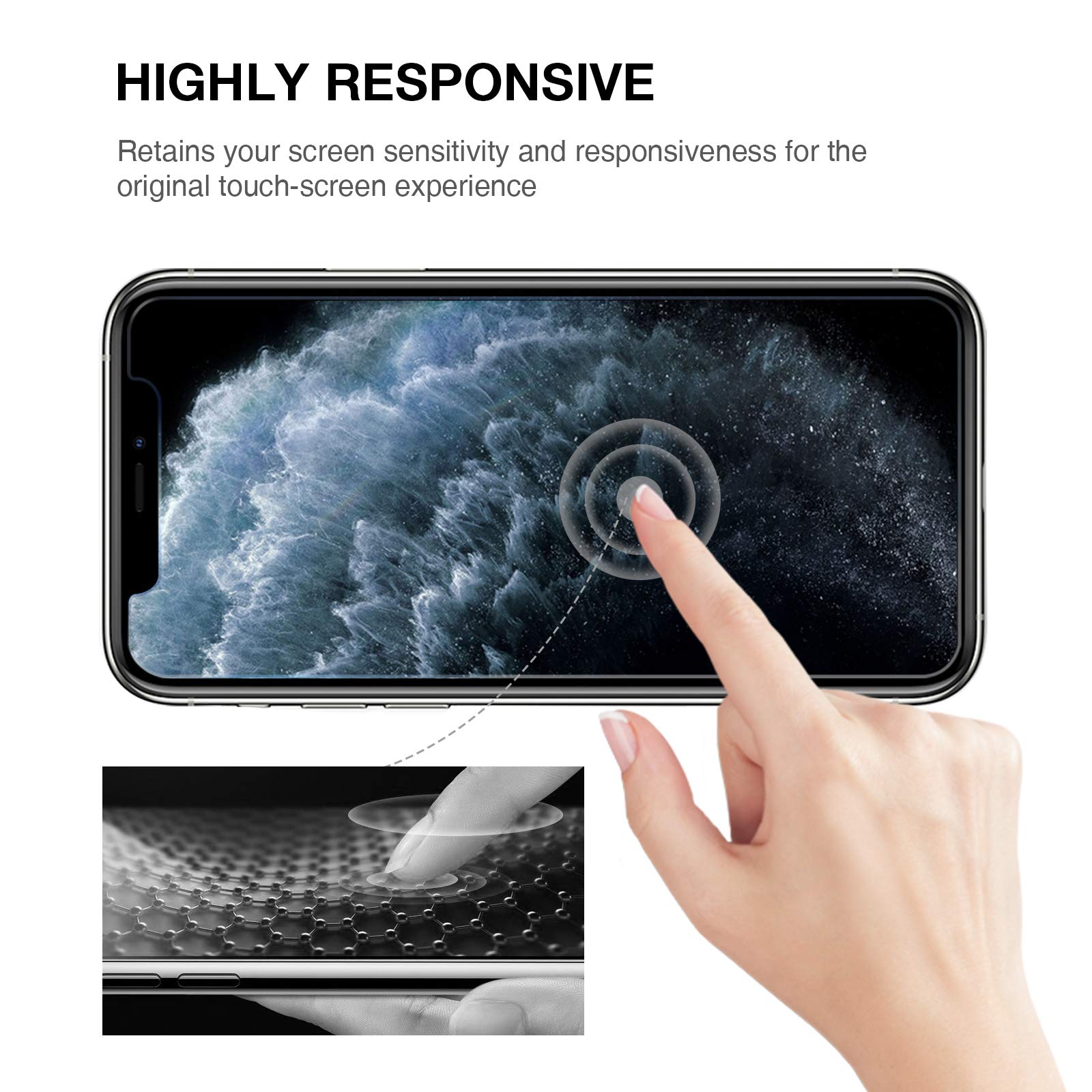 Premium Tempered Glass Screen Protector for iPhone 11 Pro/XS/X (3-Pack) - 5.8 Inch Ultra Clear Shatterproof Case-Friendly Cover - Easy Installation No Bubbles - Perfect for Work, Travel & Everyday Protection