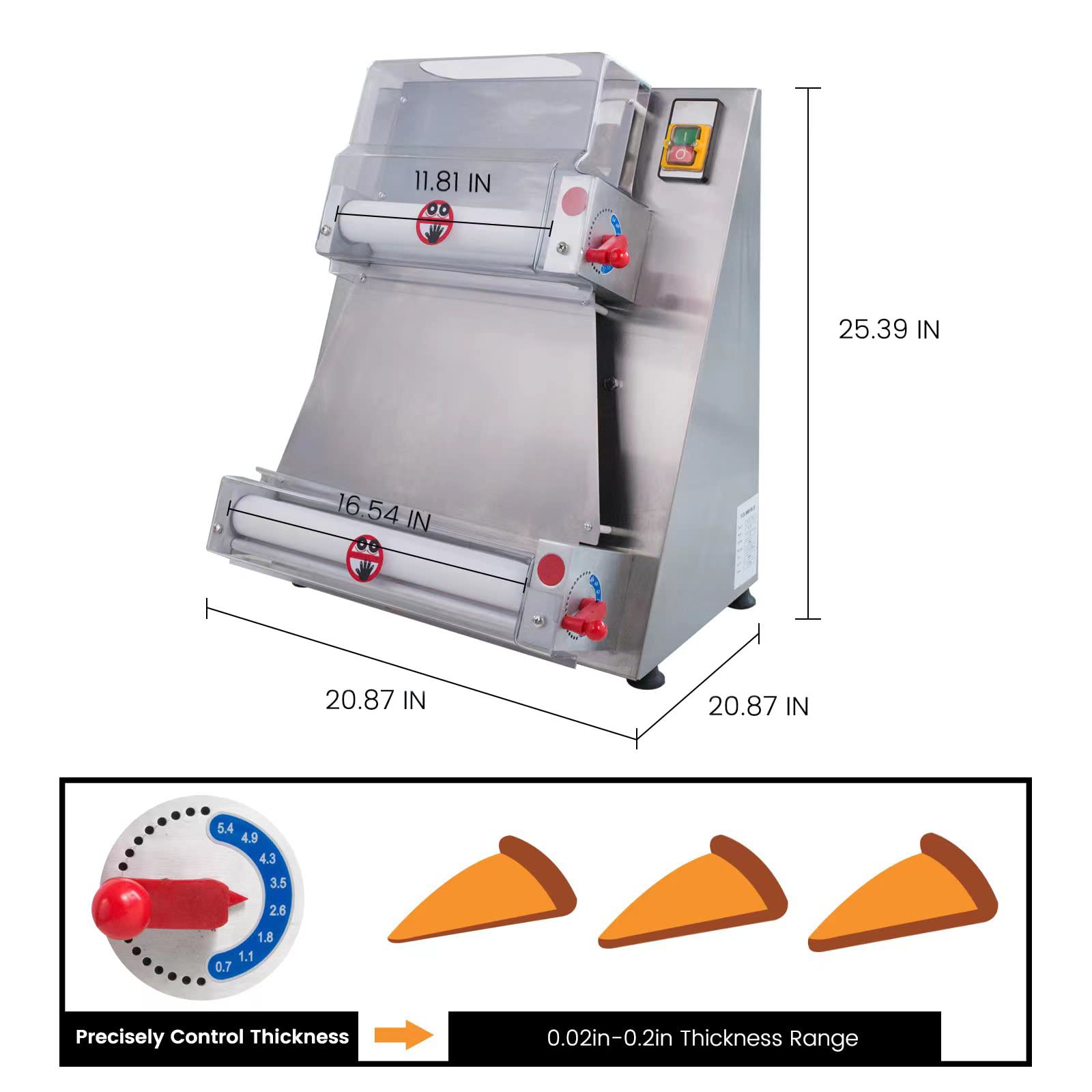 370W Electric Dough Sheeter Machine - 15.7