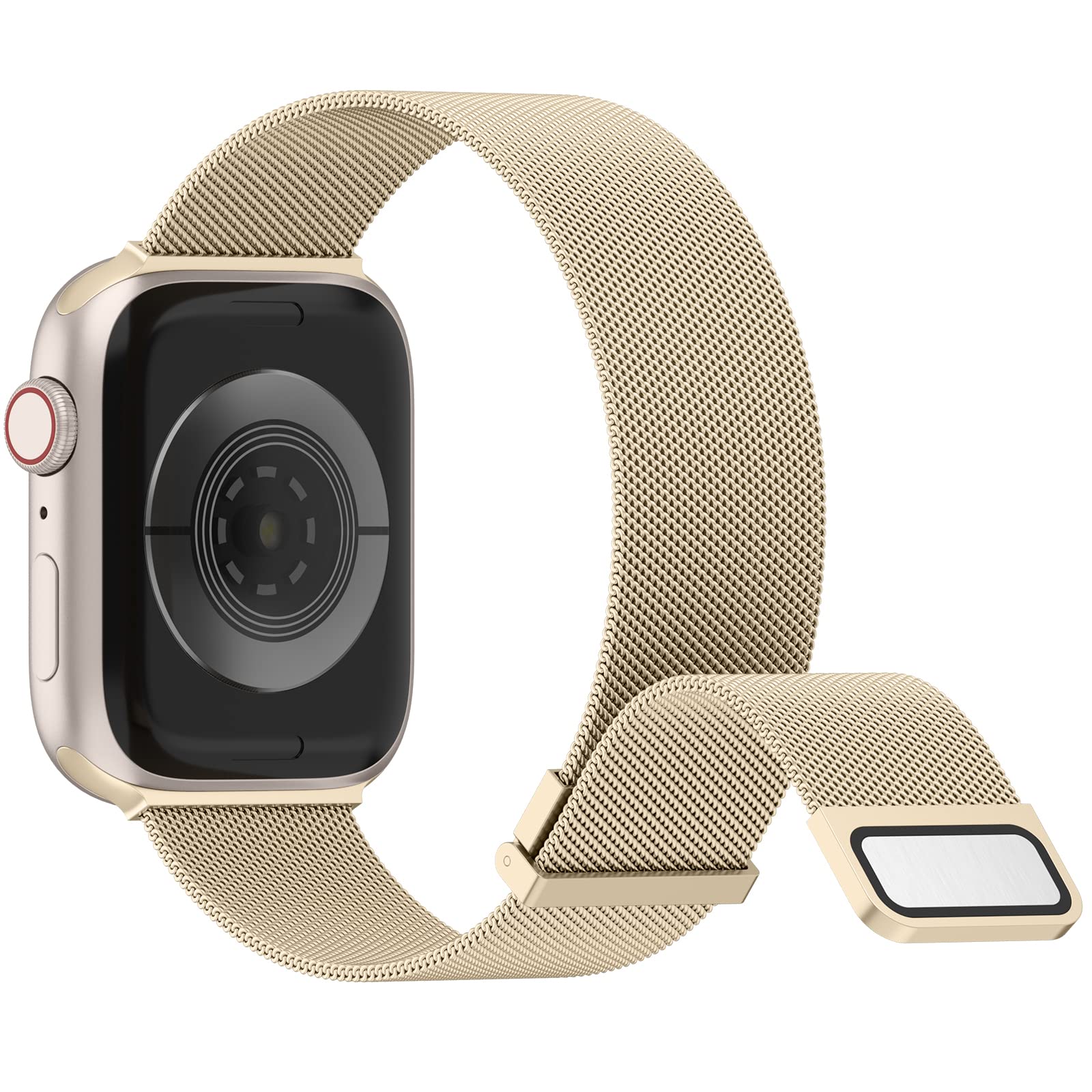 Stainless Steel Apple Watch Band Compatible with Series Ultra/8/7/6/5/4/3/2/1/SE - Adjustable Mesh Replacement Strap for 38mm/40mm/41mm/42mm/44mm/45mm/49mm iWatch - Perfect for Workouts, Office Wear & Everyday Use (Men & Women)