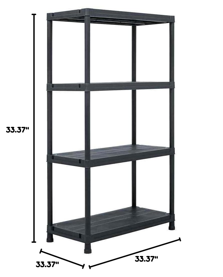 Heavy Duty Plastic Storage Shelf Rack - 220.5lb Capacity, 54.3