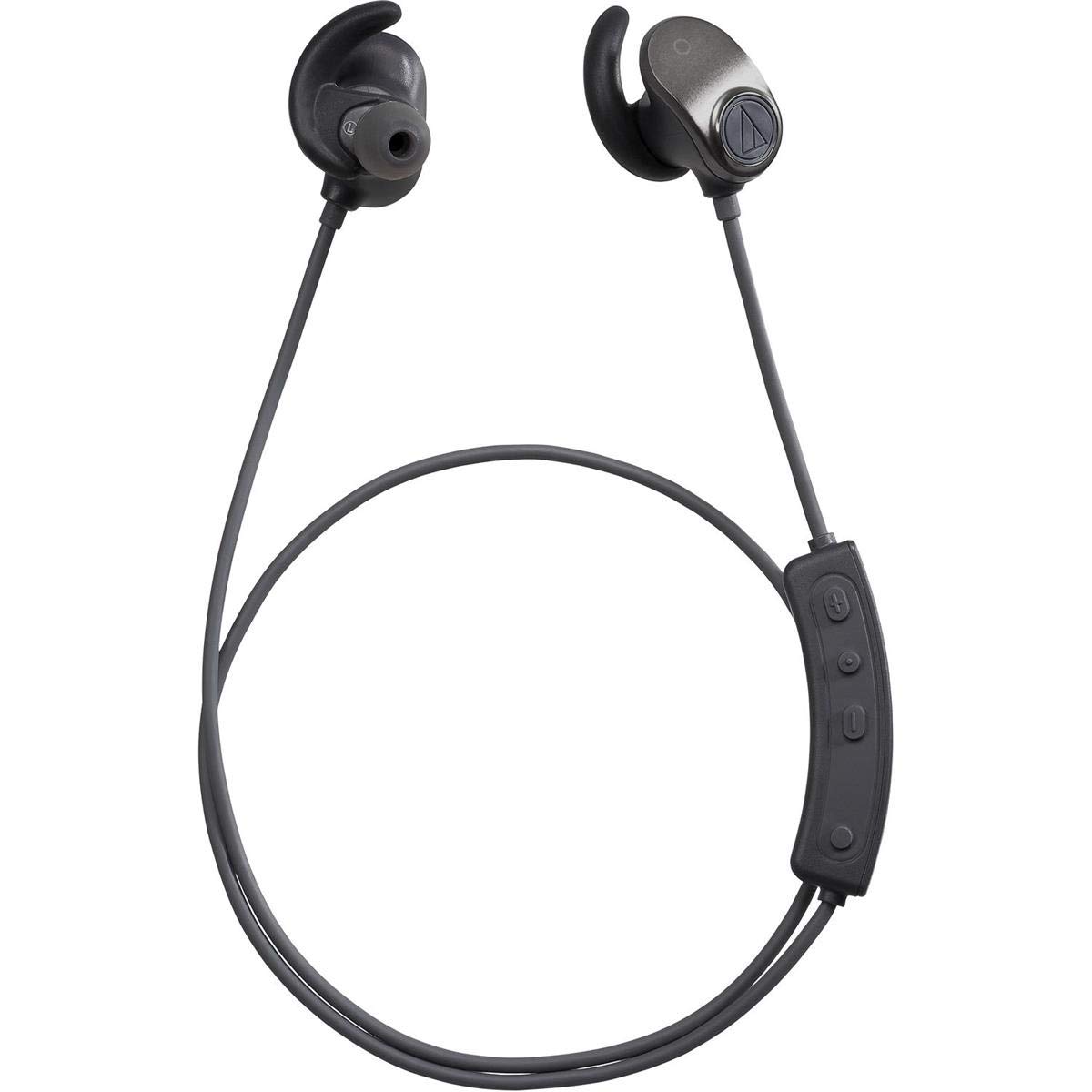 Audio-Technica ATH-SPORT90BTBK Wireless Bluetooth Sports Earbuds - Sweatproof In-Ear Headphones with Secure Fit for Running, Gym & Workouts (Black) - Perfect for Fitness, Jogging & Active Lifestyle
