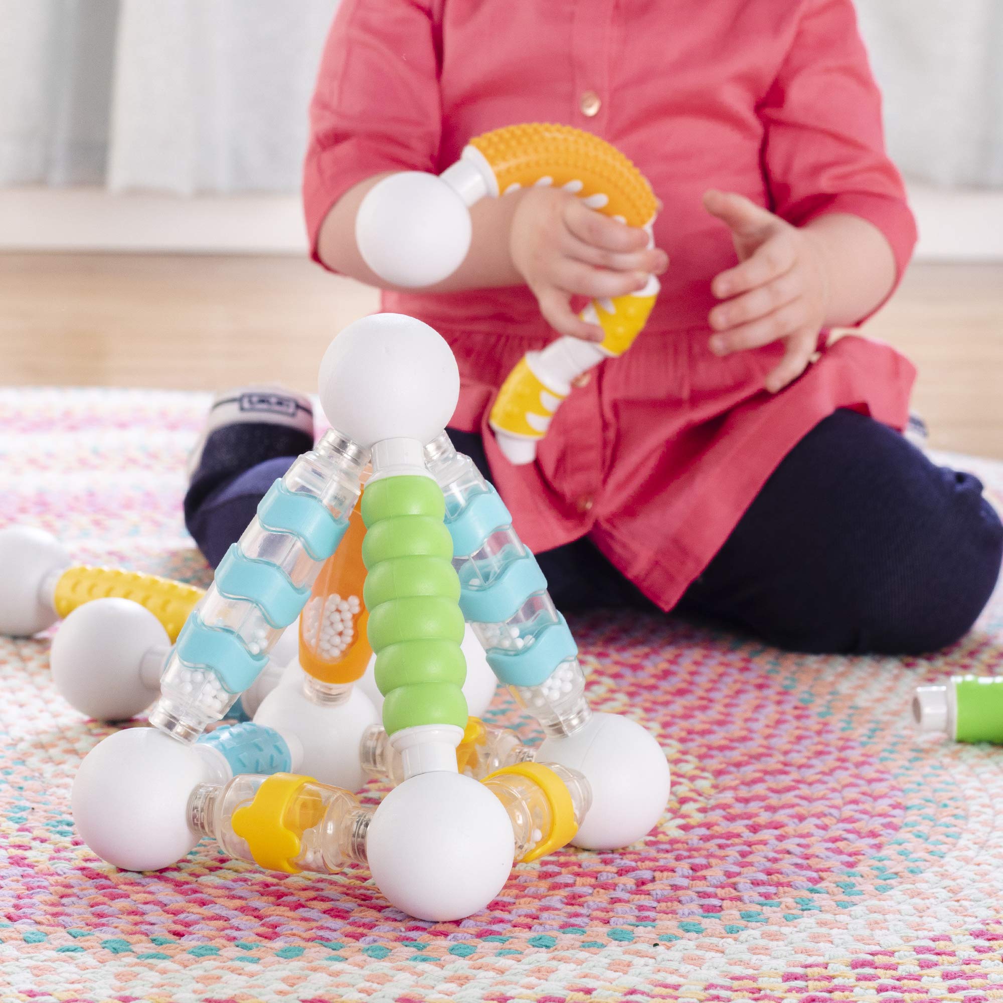 Guidecraft Grippies 70-Piece Magnetic STEM Building Set for Toddlers - Educational Learning Toys for Fine Motor Skills & Creativity | Perfect for Preschool Playtime & Classroom Activities