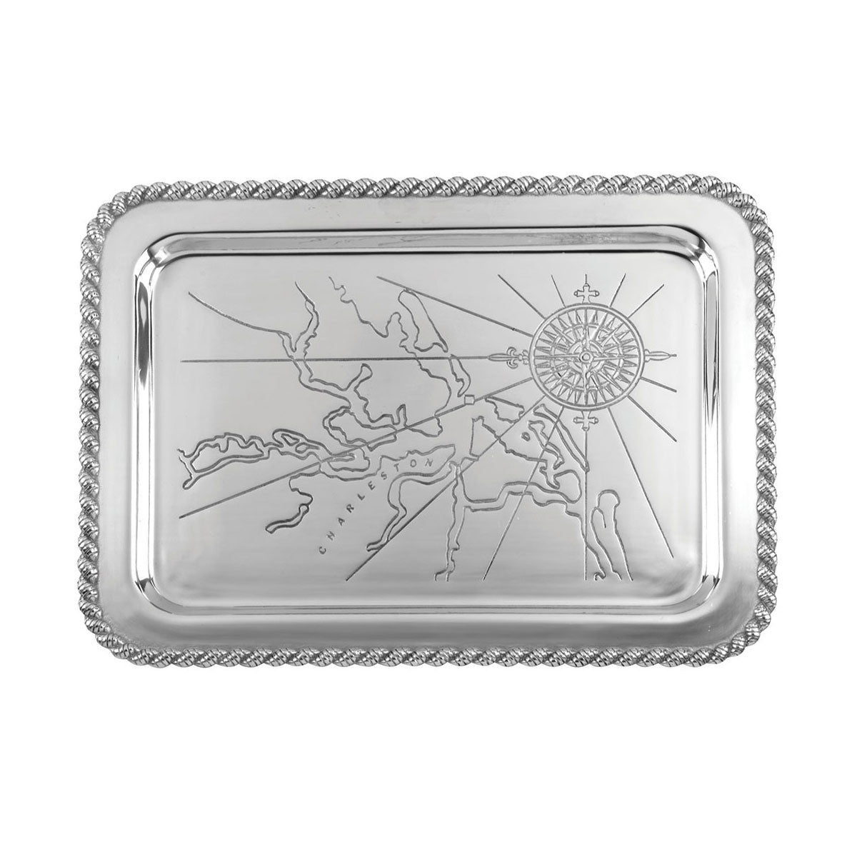 Charleston Map Latitude Large Serving Tray - Perfect for Coastal Decor, Kitchen Serving, and Home Entertaining